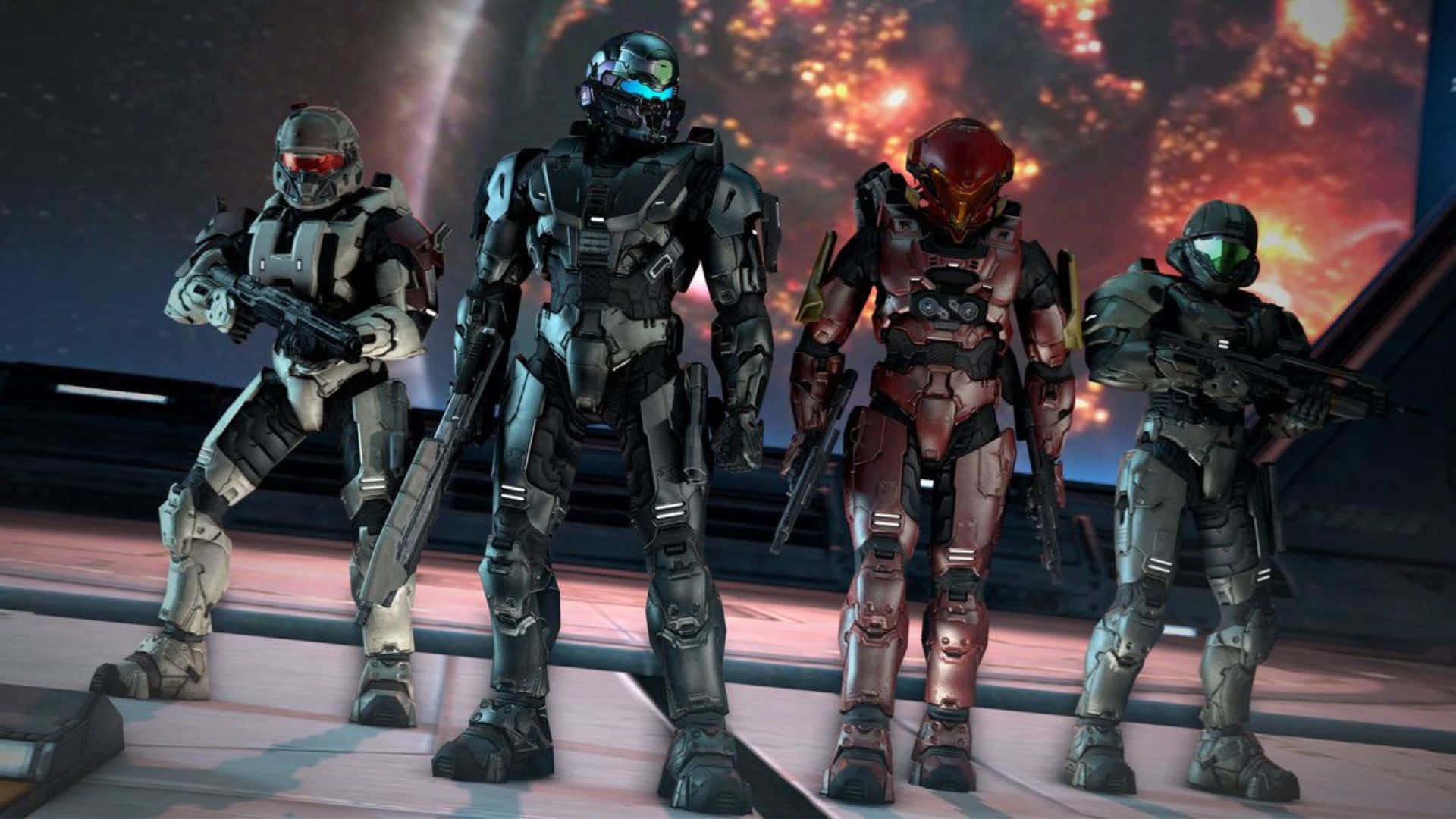 Fireteam Osiris, futuristic platform, fiery cosmic backdrop, Full HD Desktop Wallpaper