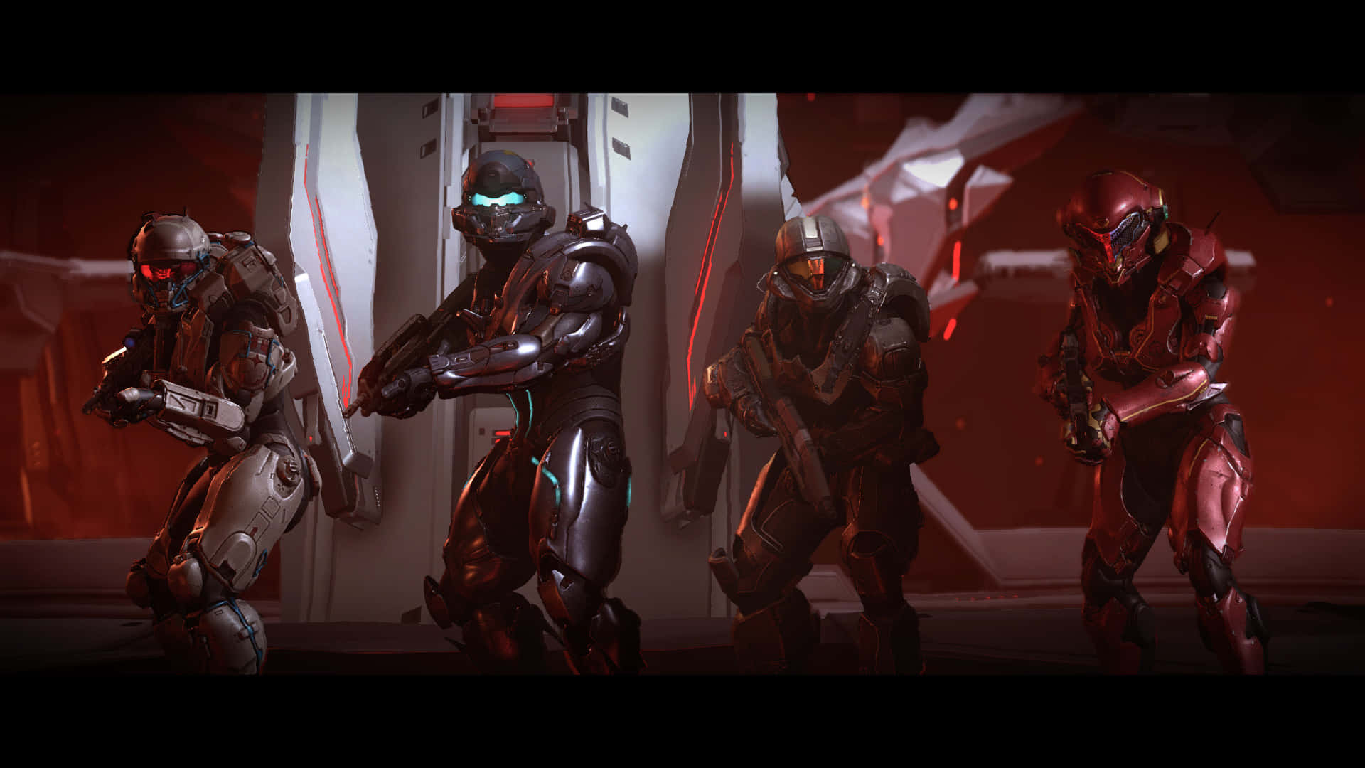 Fireteam Osiris, futuristic combat gear, dimly lit sci-fi corridor, Full HD Desktop Wallpaper