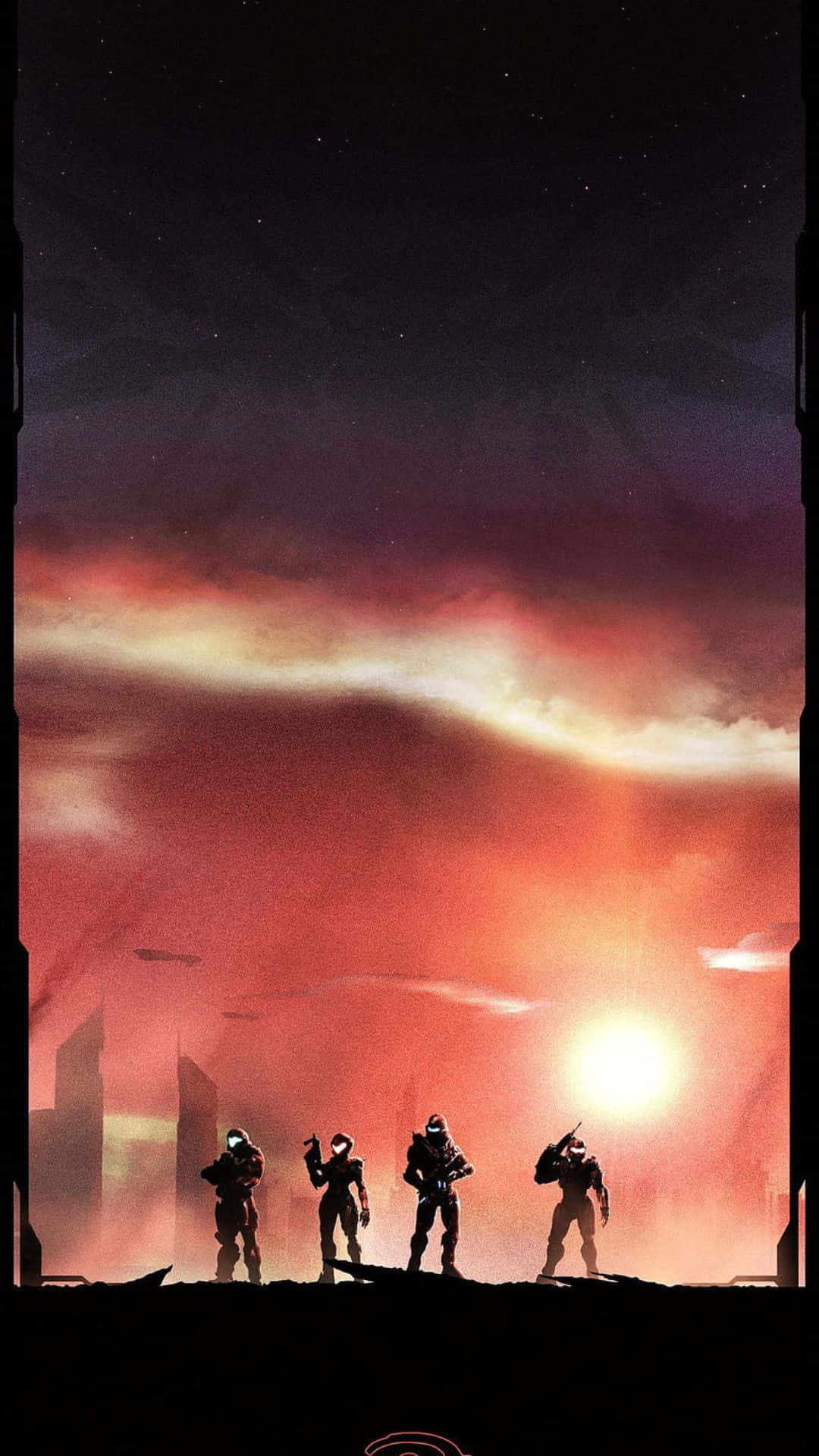 Fireteam Osiris, fiery alien sunset, ruined cityscape, Full HD Phone Wallpaper