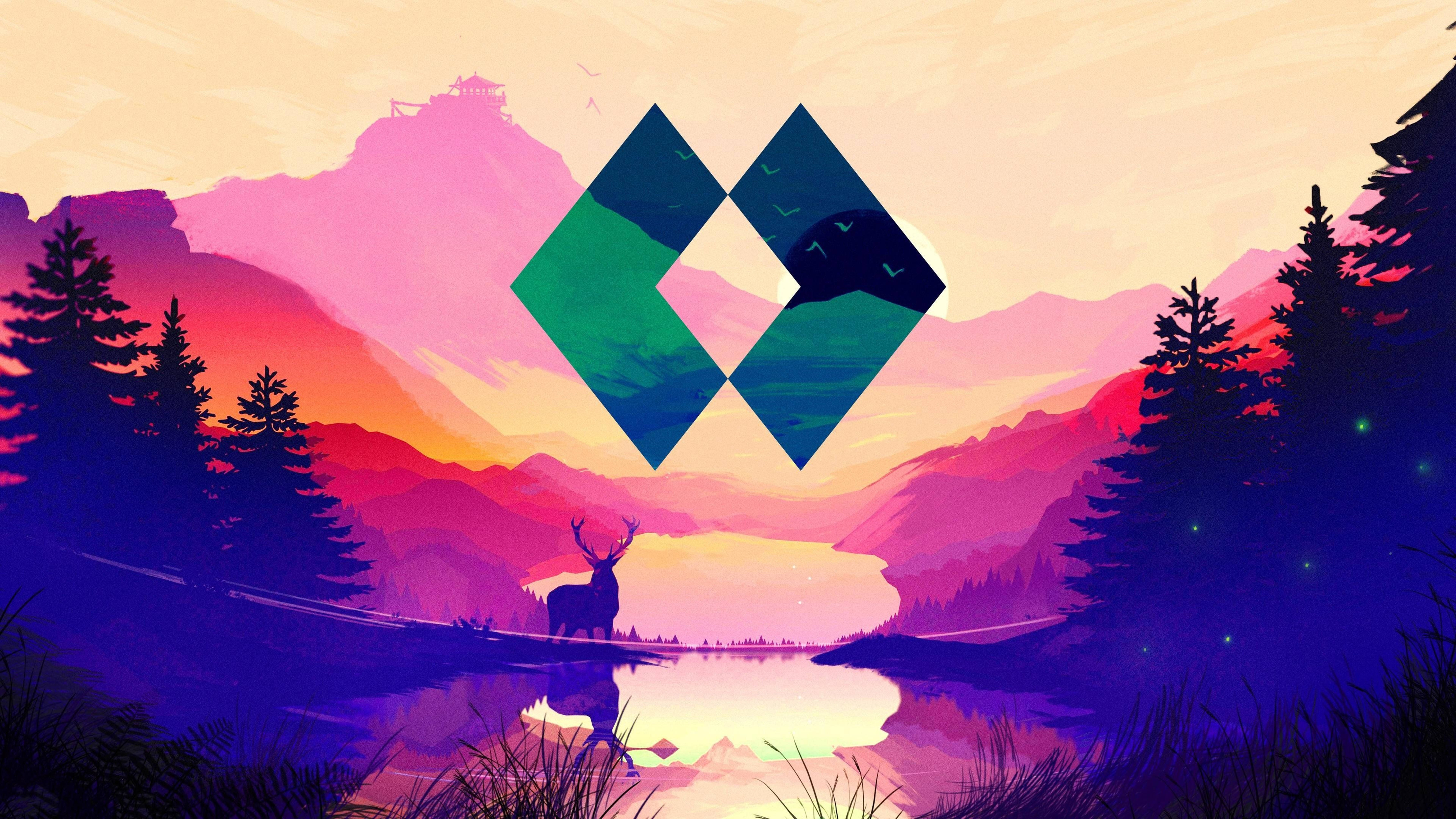 Firewatch, glowing lake, vibrant sunset, 5K Desktop Wallpaper