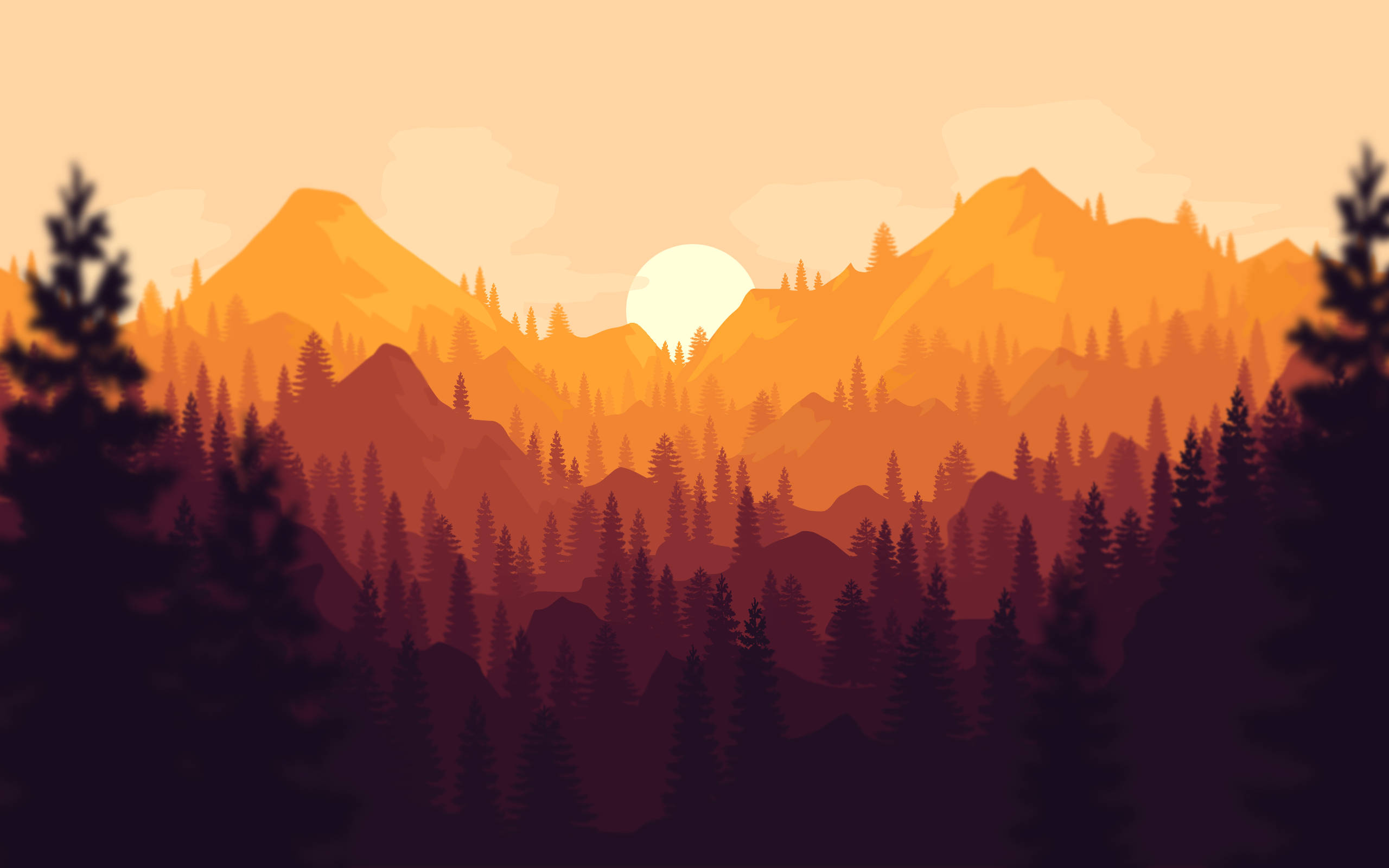 Firewatch, mountain forest, sunset, 2K Desktop Wallpaper