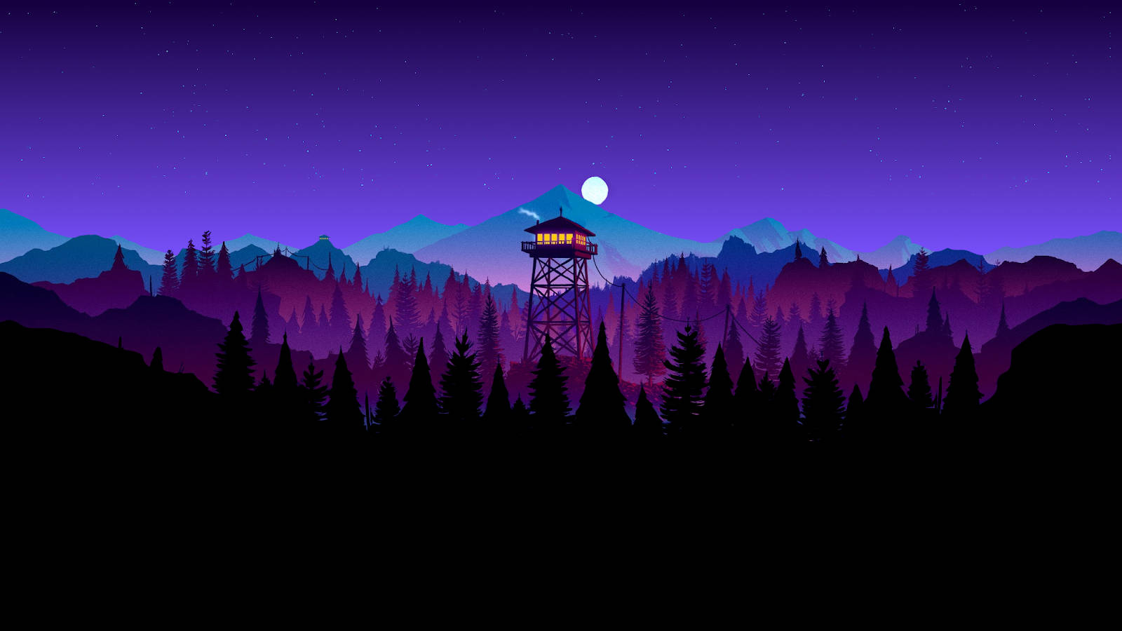 Firewatch, watchtower, purple night sky, HD Desktop Wallpaper