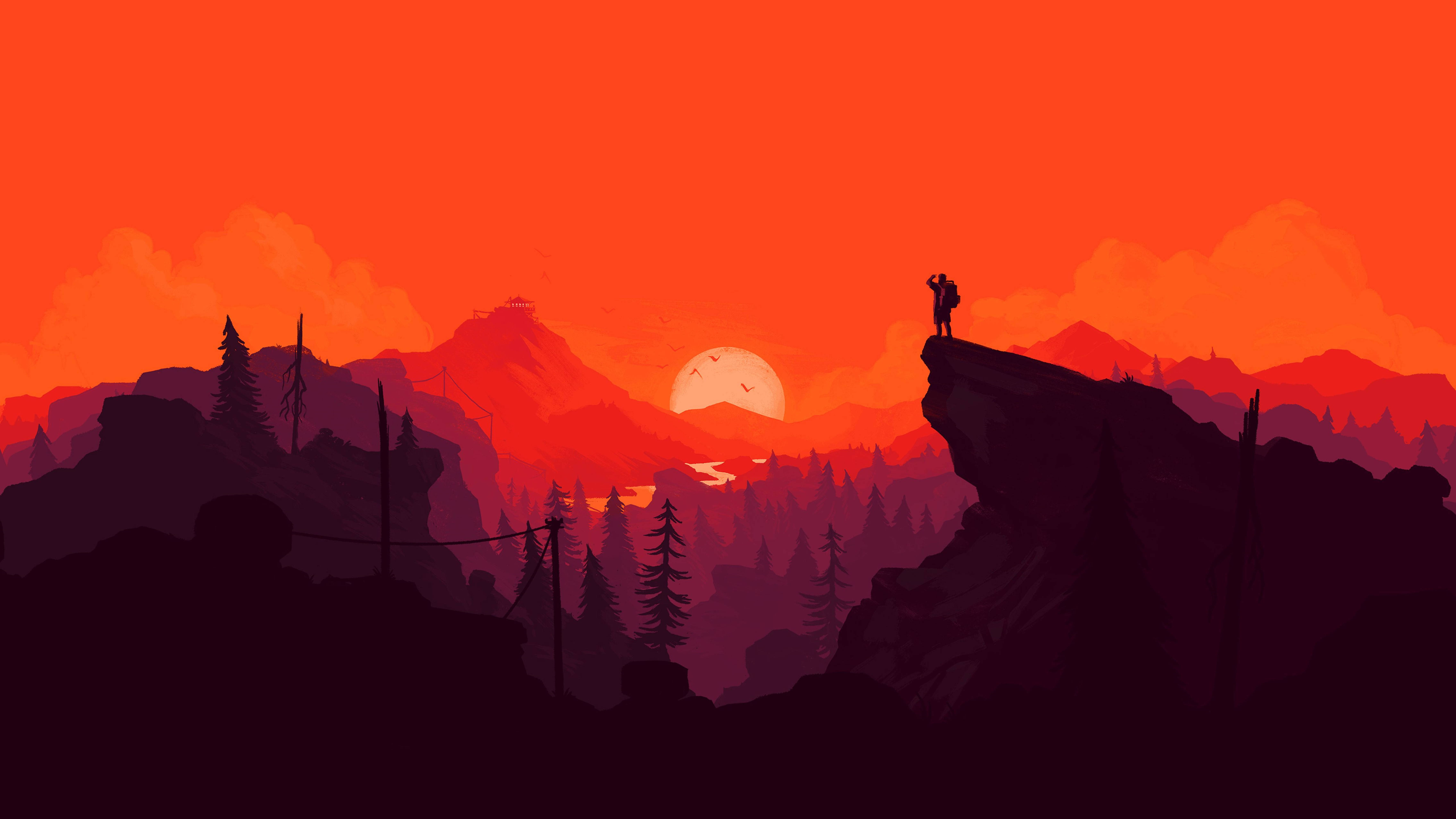 Firewatch, hiker, red mountains, 5K Desktop Wallpaper