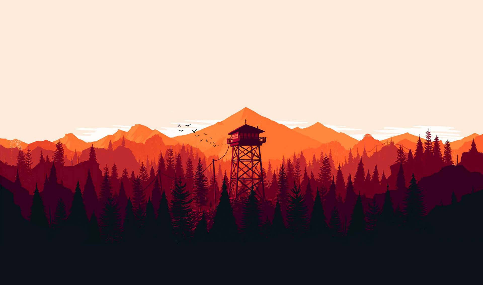 Firewatch, lookout tower, pine forest, Full HD Desktop Wallpaper