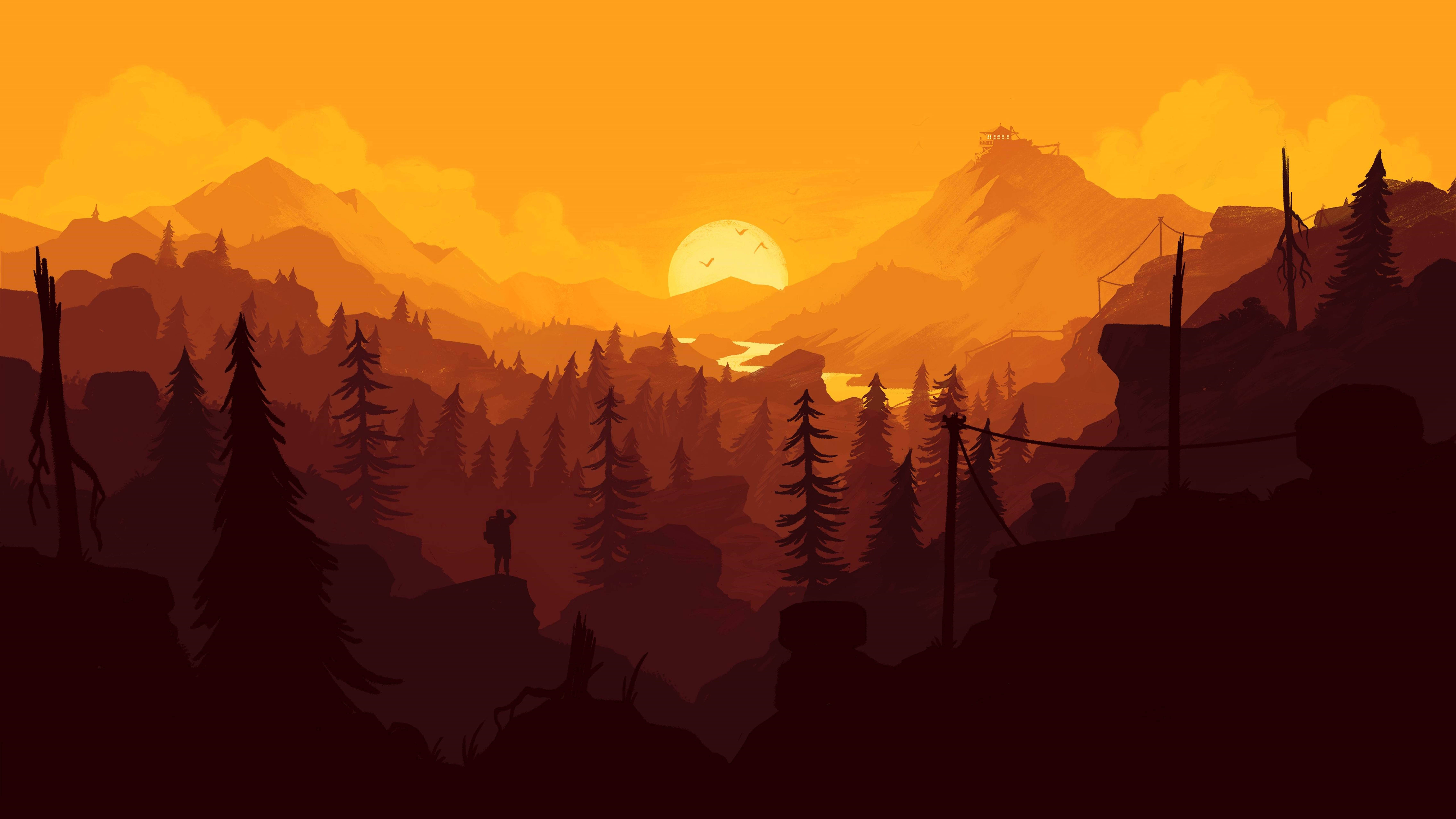Firewatch, sunny adventurer, sunset, 5K Desktop Wallpaper