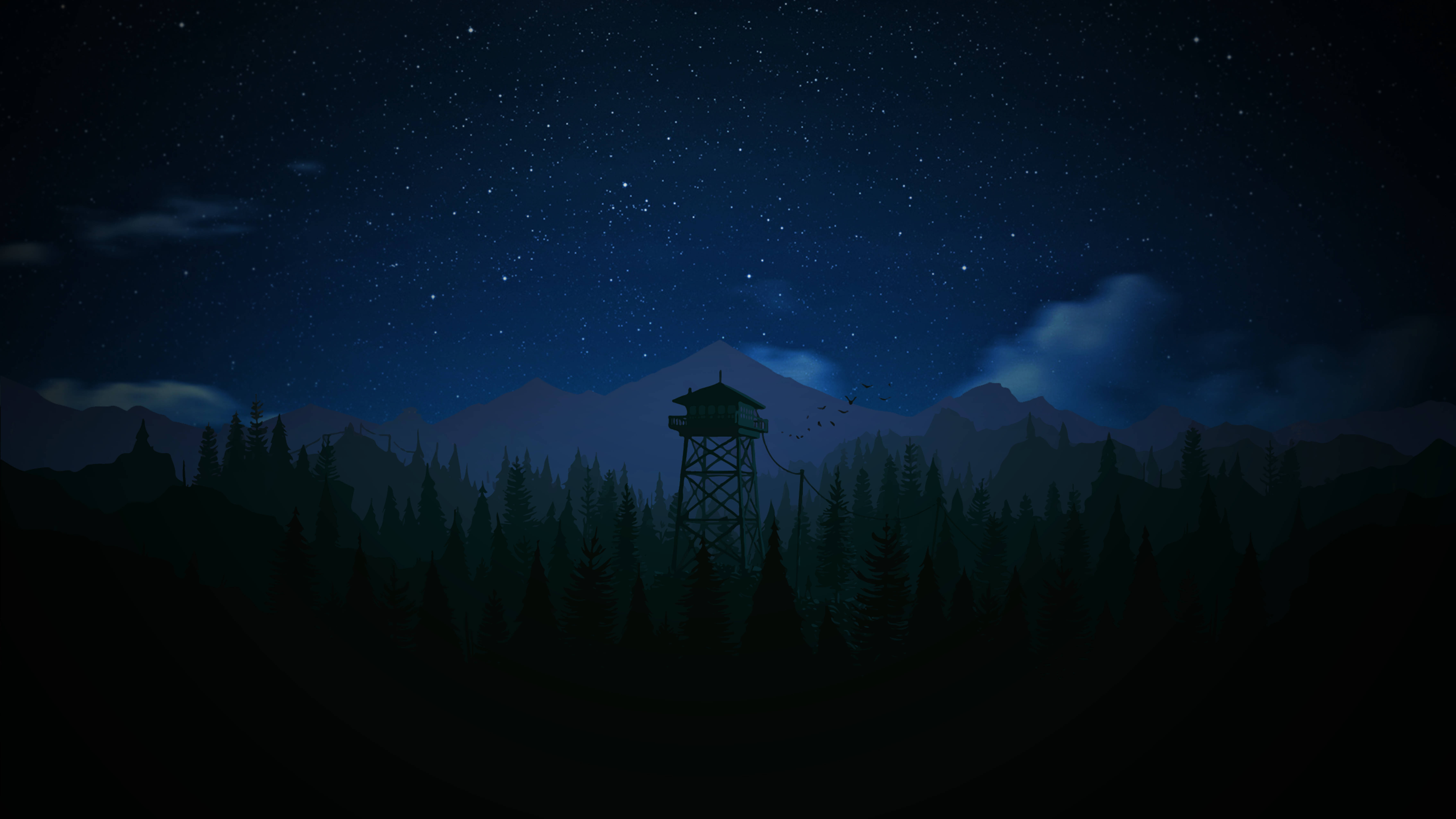 Firewatch, tower, night, 5K Desktop Wallpaper
