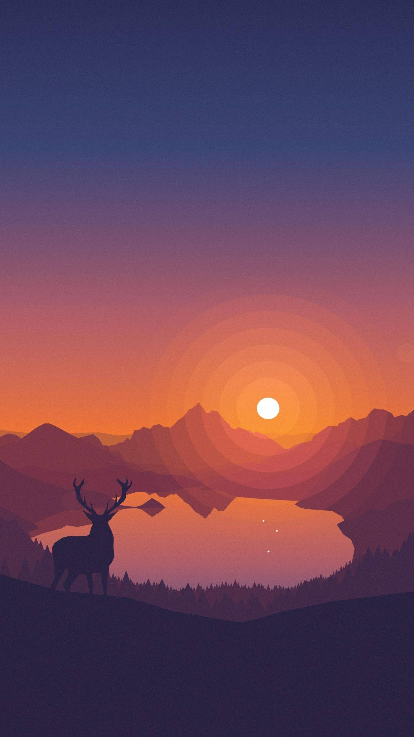 Firewatch, deer, lake, 2K Phone Wallpaper