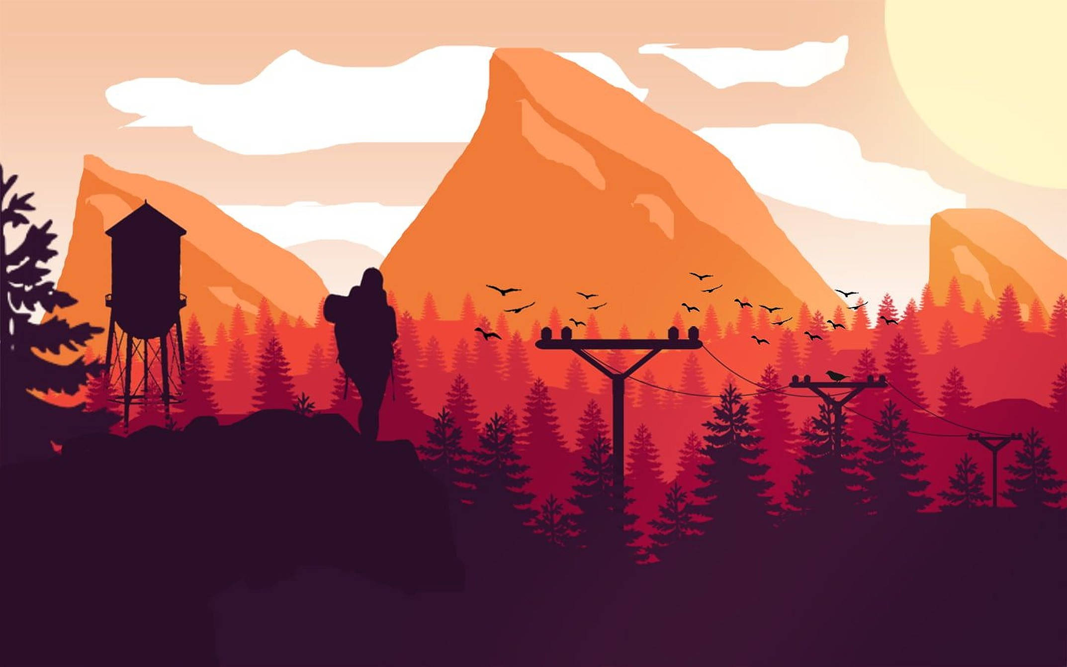 Firewatch, sunset, cliff, Full HD Desktop Wallpaper