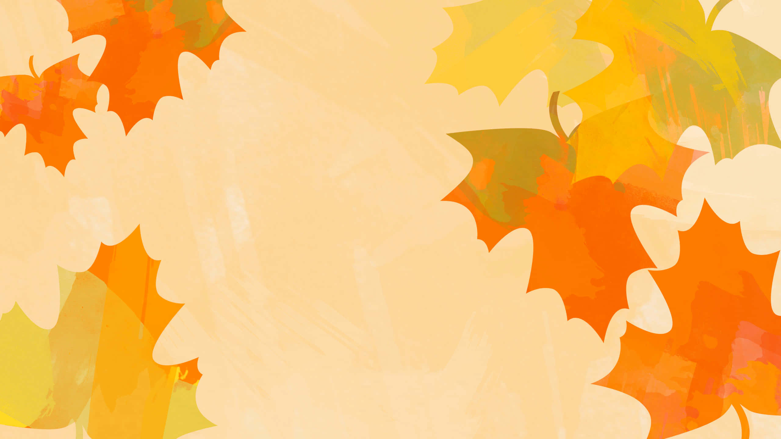 autumn leaves, orange yellow, green, 2K Desktop Wallpaper