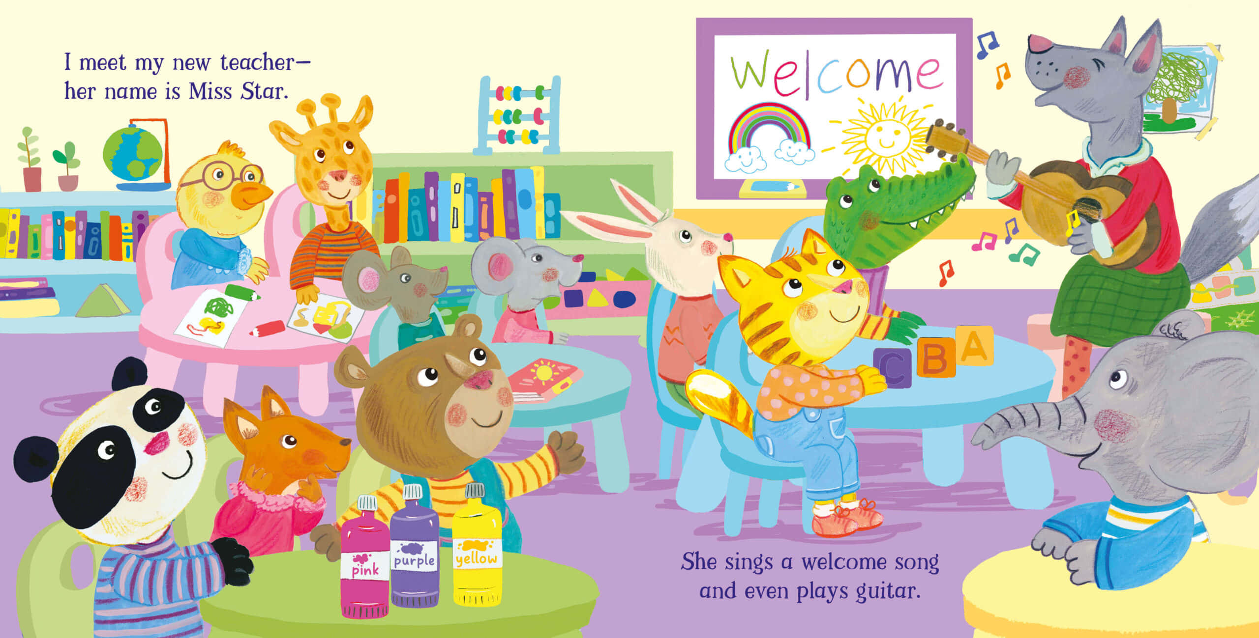 wolf teacher, guitar, classroom, 2K Desktop Wallpaper