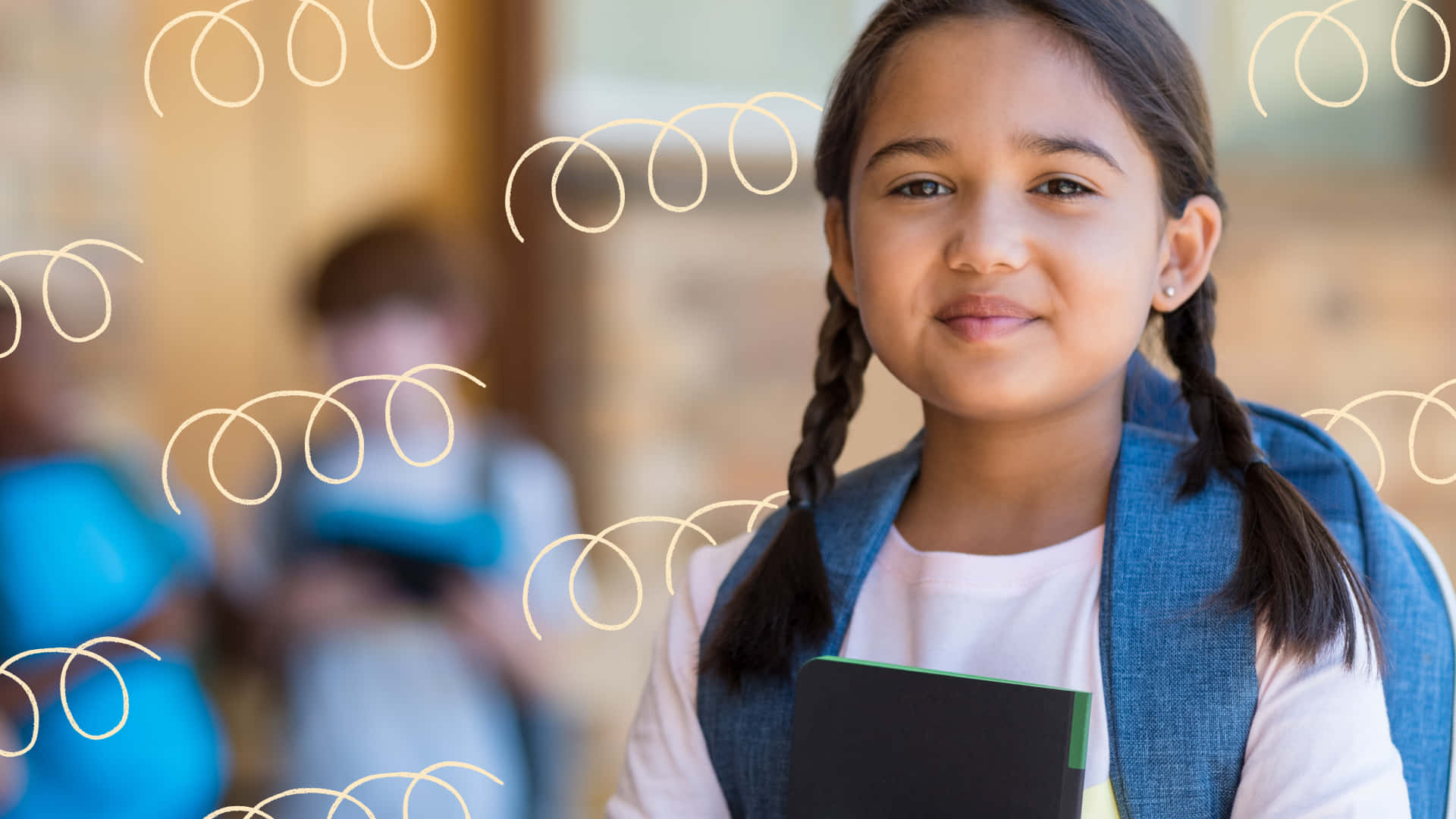 first day of school, braided hair, notebook, Full HD Desktop Wallpaper