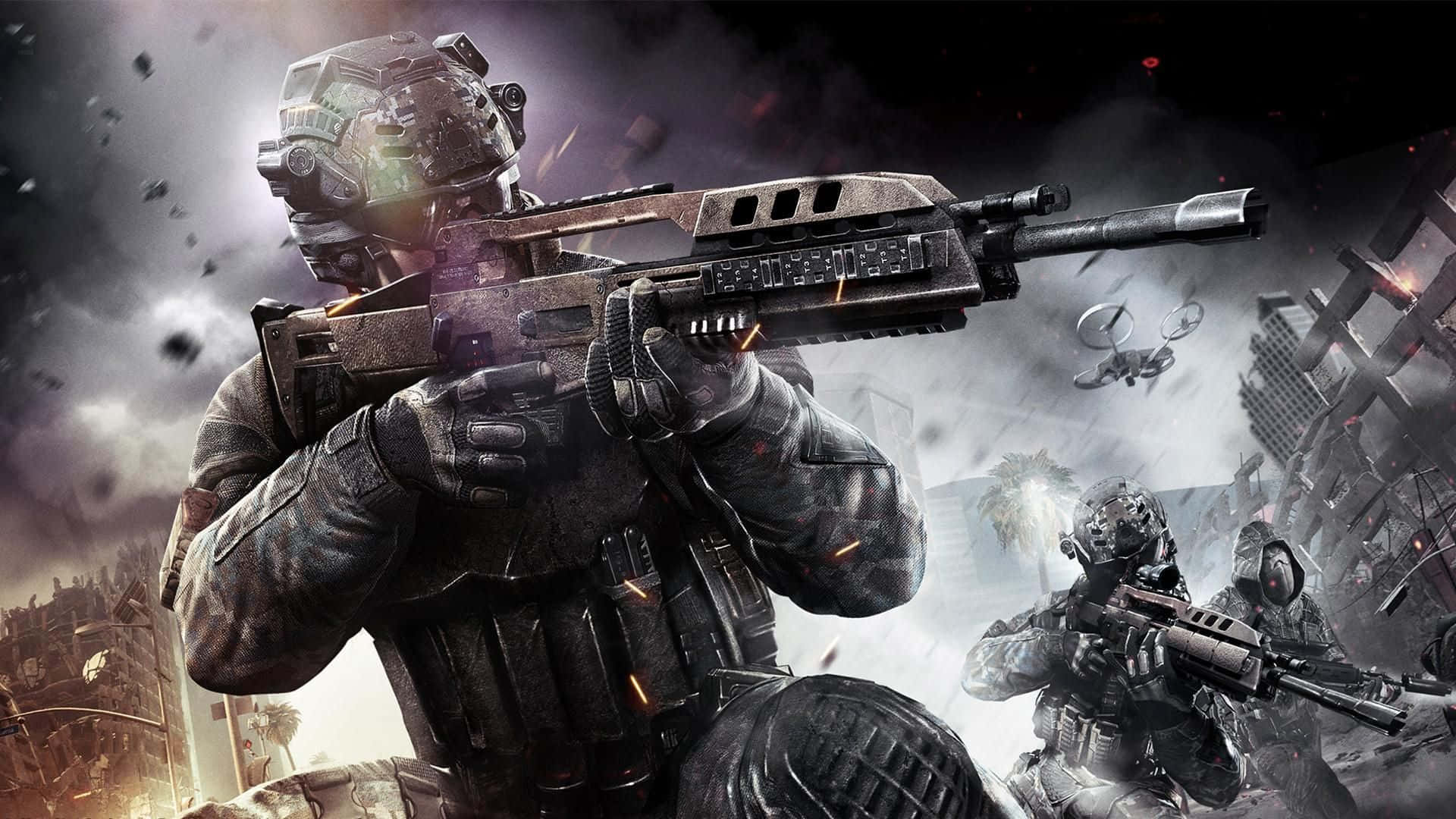first-person shooter games, tactical gear, crumbling urban battlefield, Full HD Desktop Wallpaper