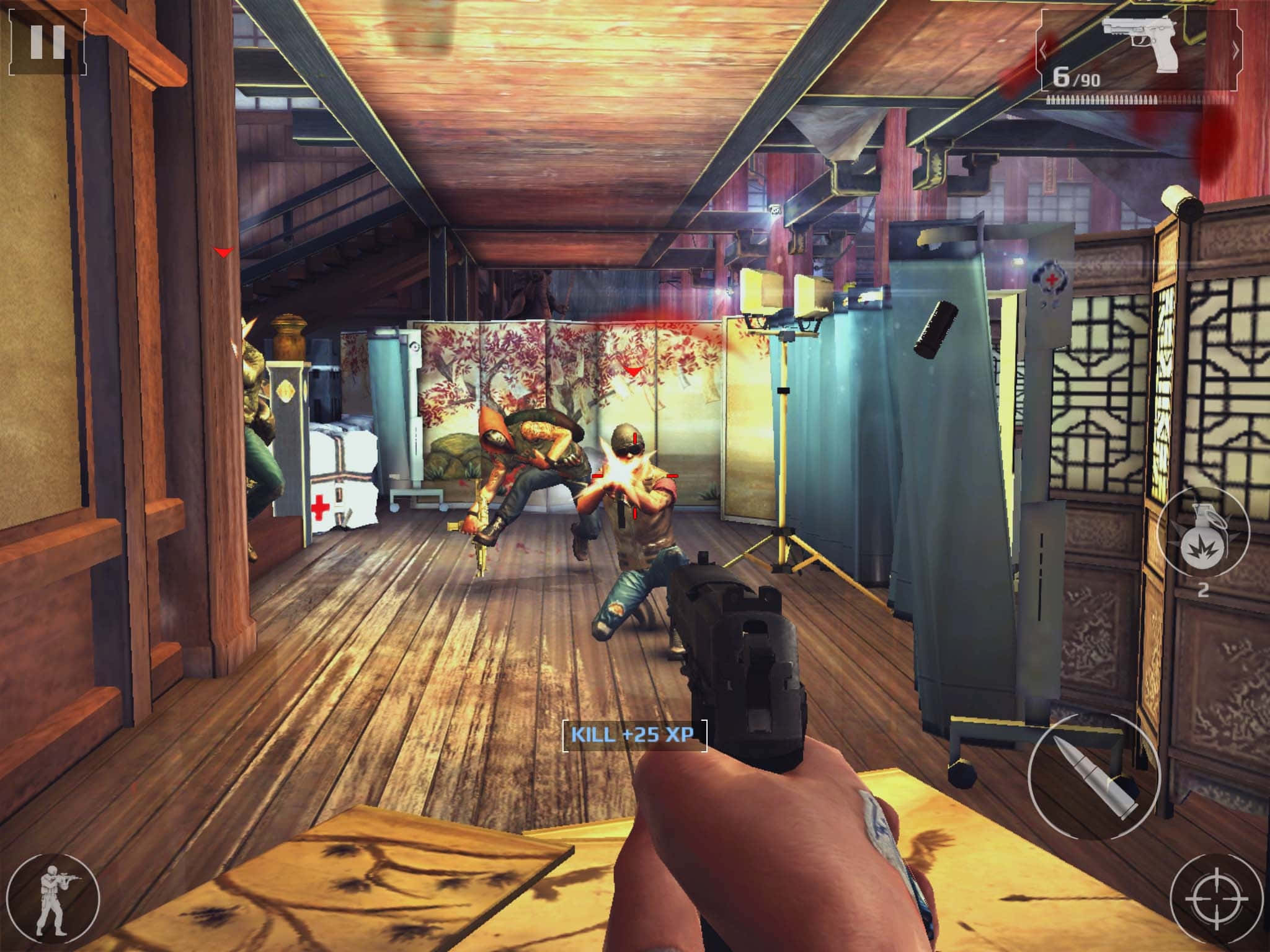 First-person shooter, zombies, wooden Japanese-style room, Full HD Desktop Wallpaper