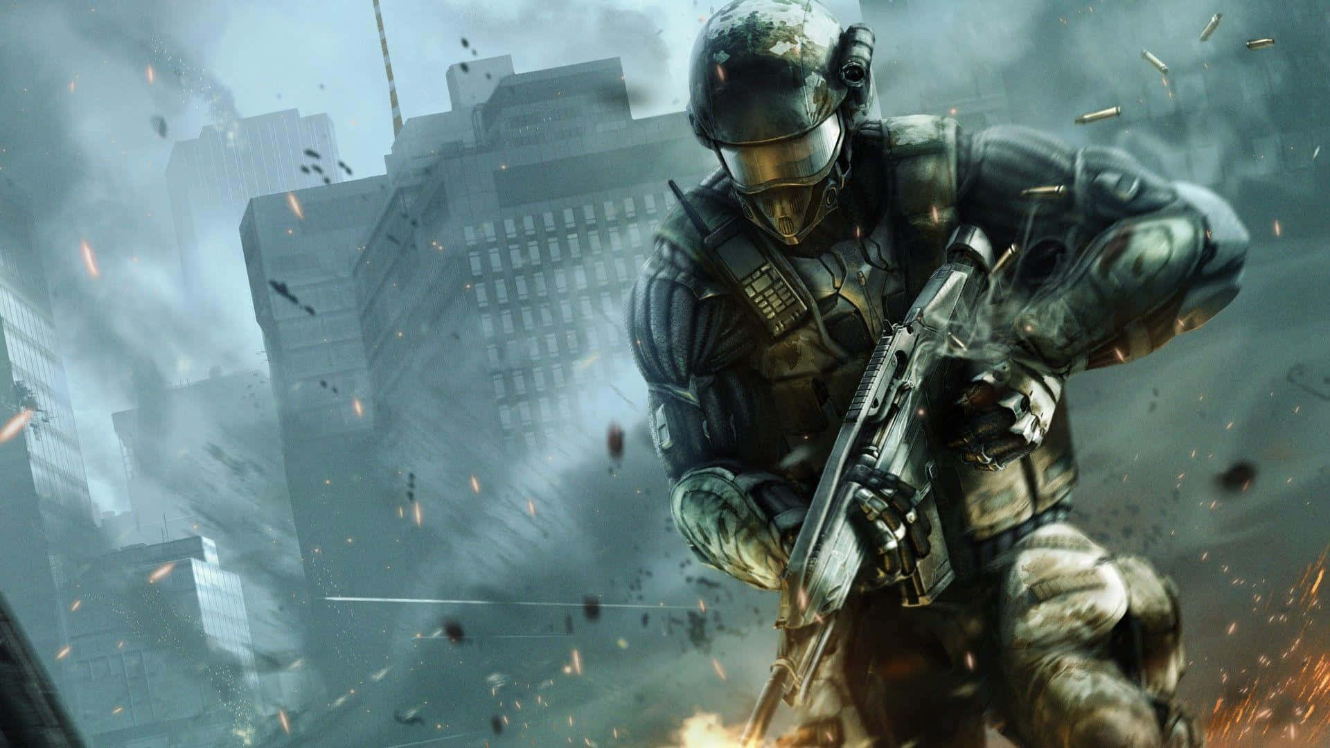 First Person Shooter, combat gear, urban battlefield, Full HD Desktop Wallpaper
