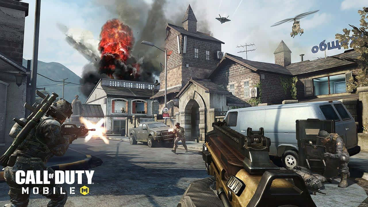 First-person Shooter, street battle, explosions, HD Desktop Wallpaper