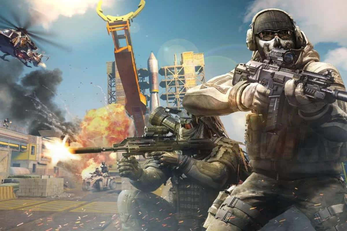 First-person Shooter, combat gear, explosions, SD Desktop Wallpaper