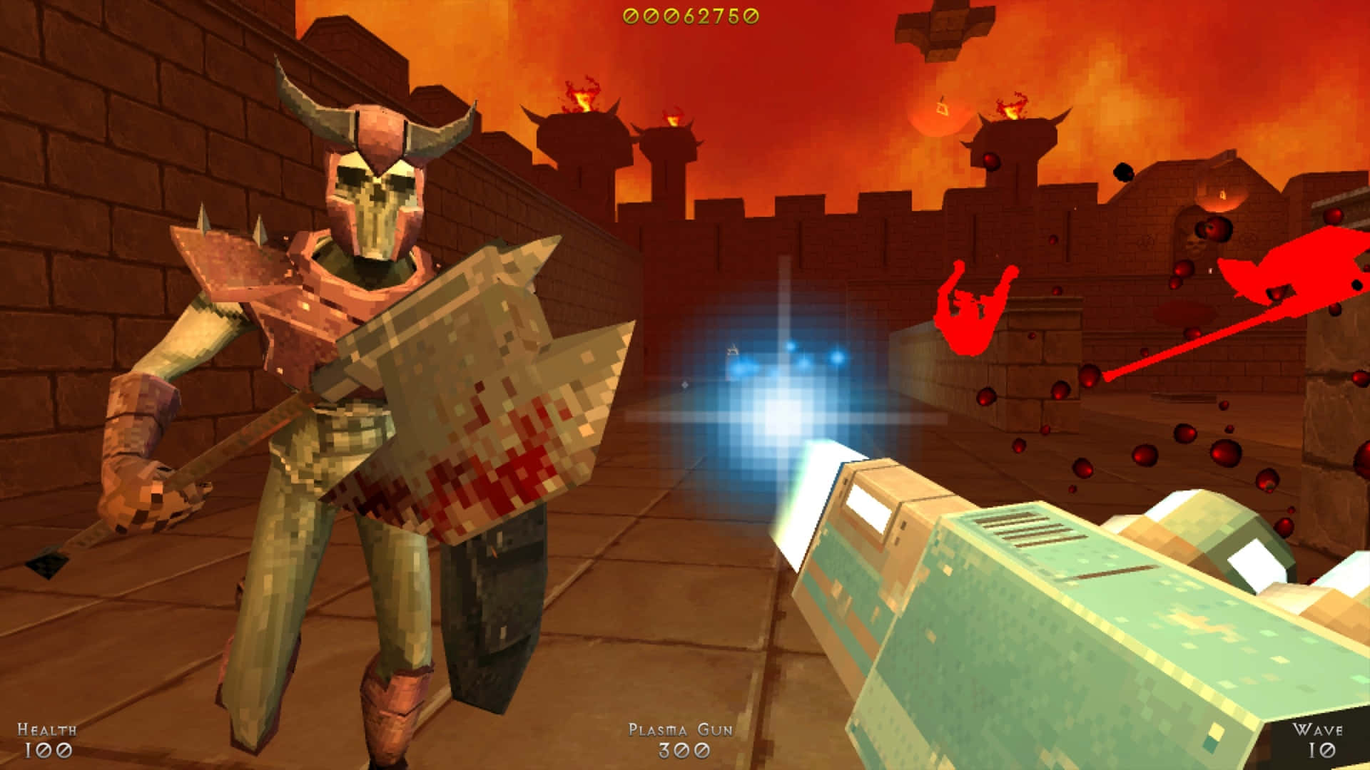 first-person shooter, plasma gun, horned enemy, Full HD Desktop Wallpaper
