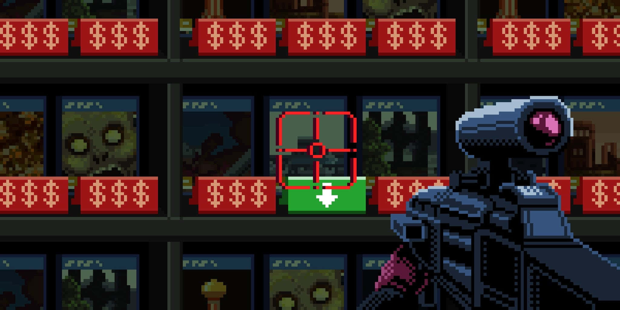 first-person shooter, green loot box, red dollar sign crates, Full HD Desktop Wallpaper