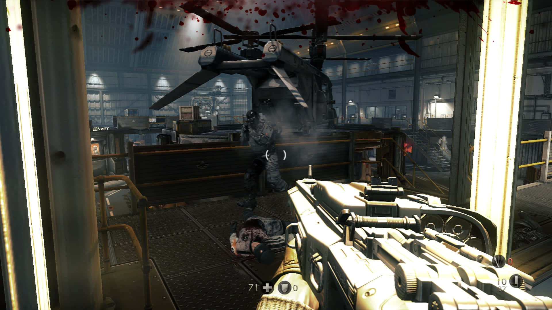 First-person shooter, hangar, soldier, Full HD Desktop Wallpaper