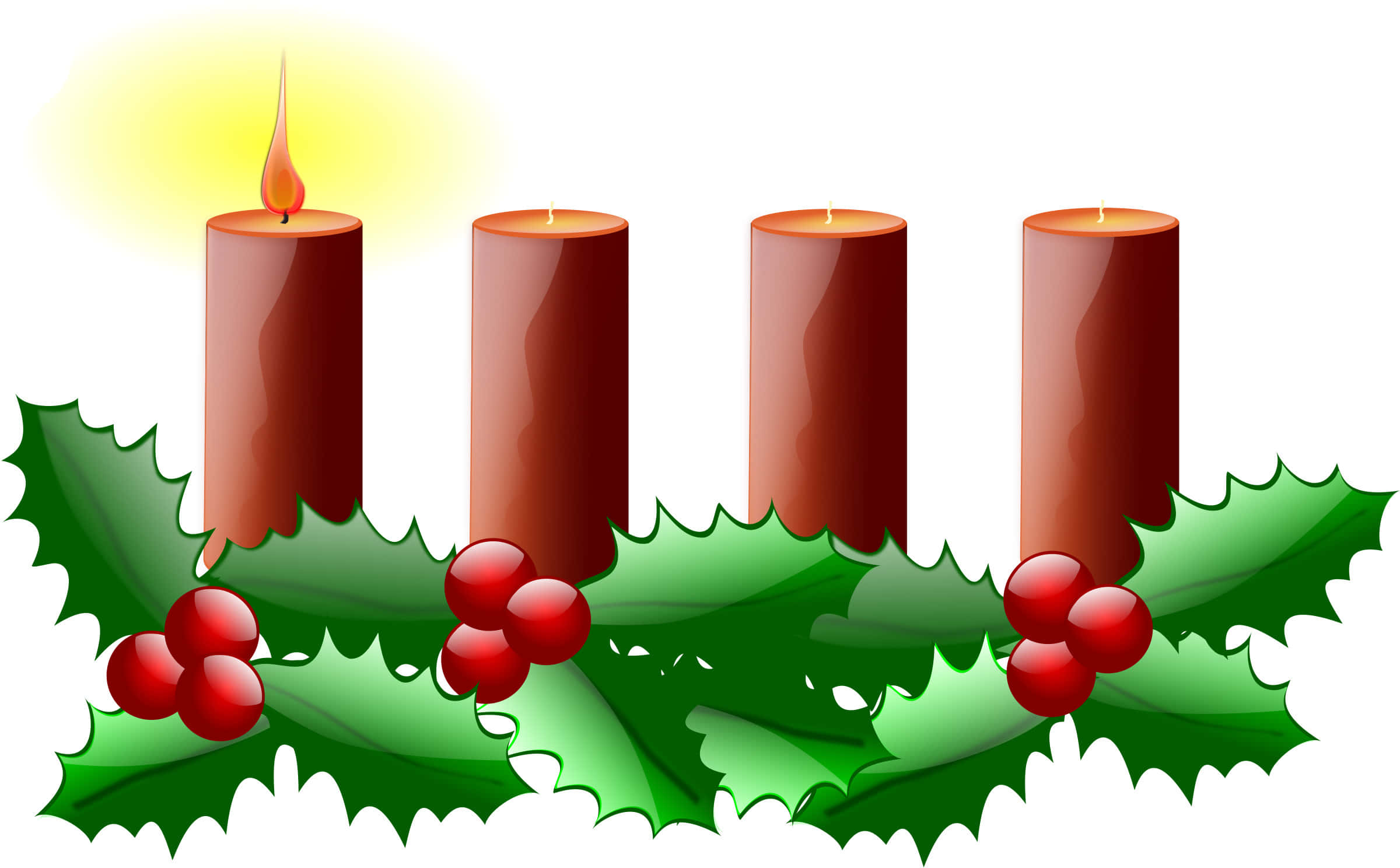 First Sunday Of Advent, red candles, green holly wreath, Full HD Desktop Wallpaper