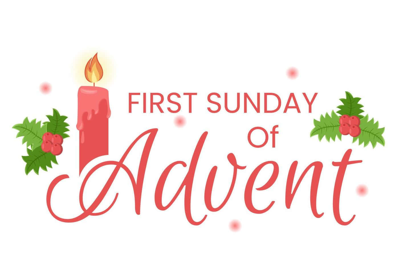 First Sunday Of Advent, red candle, holly sprigs, HD Desktop Wallpaper