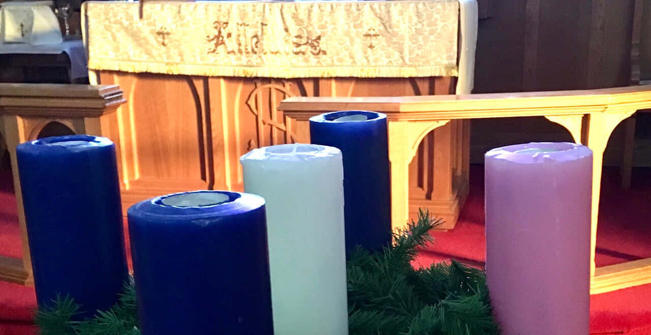 Advent wreath, candles, blue, HD Desktop Wallpaper