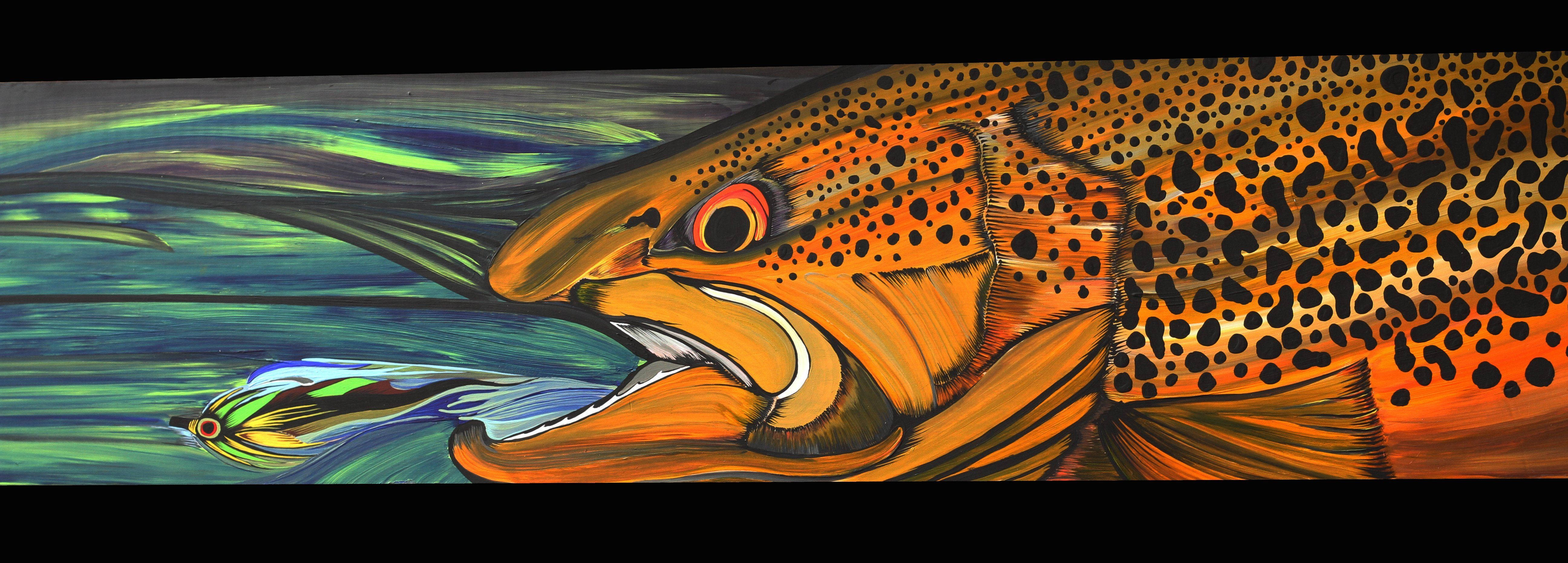 orange trout, orange and black spots, colorful fly lure, 5K Desktop Wallpaper