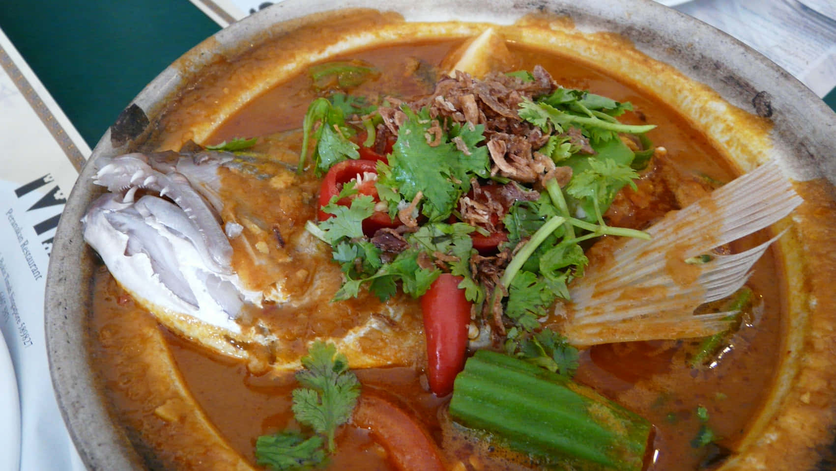 Fish Head Curry, steaming bowl, cilantro, HD Desktop Wallpaper