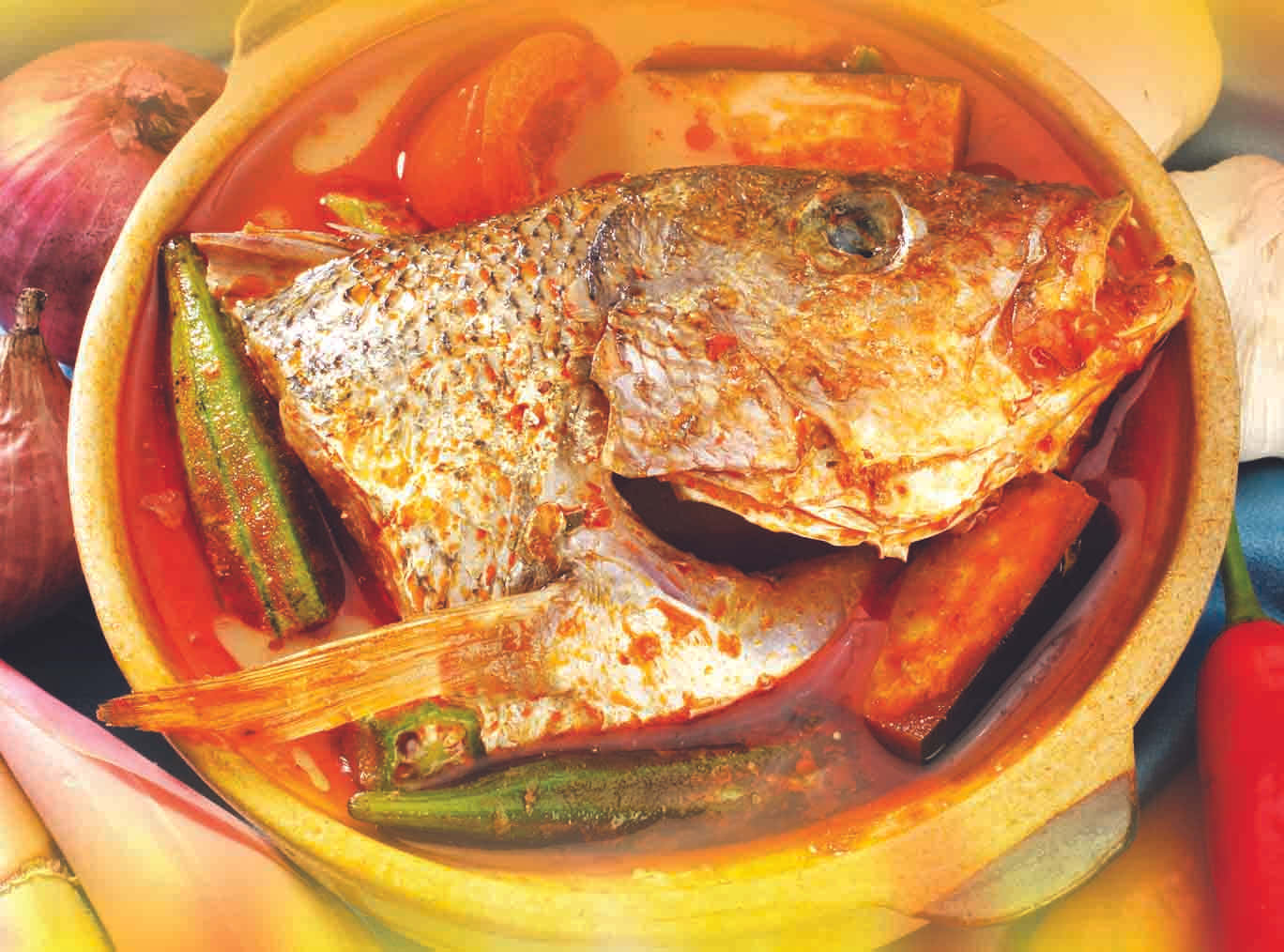 Fish Head Curry, steaming bowl, spicy fish curry, HD Desktop Wallpaper