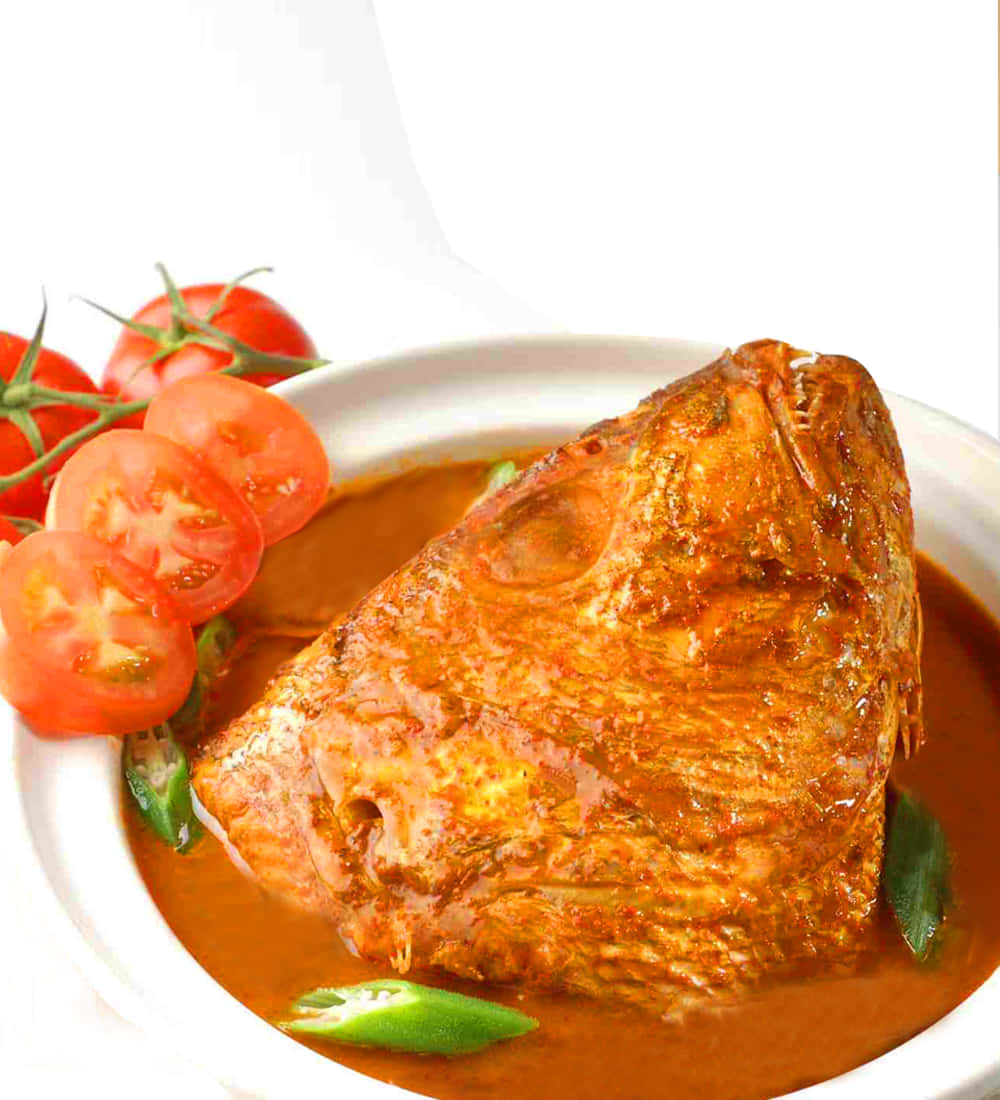 fish head curry, white bowl, cherry tomatoes, SD Phone Wallpaper