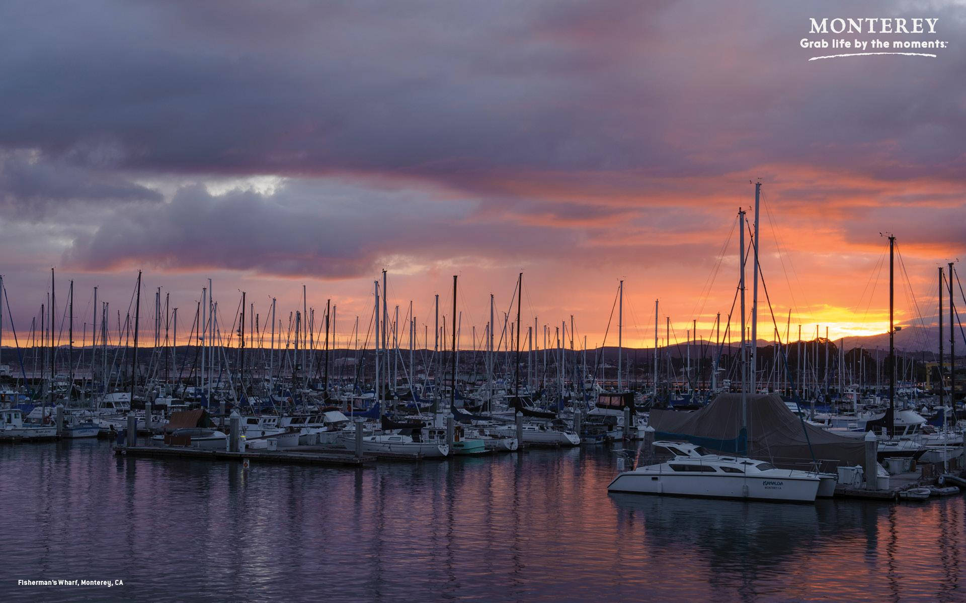 Fishermans Wharf, sunset, sailboats, Full HD Desktop Wallpaper