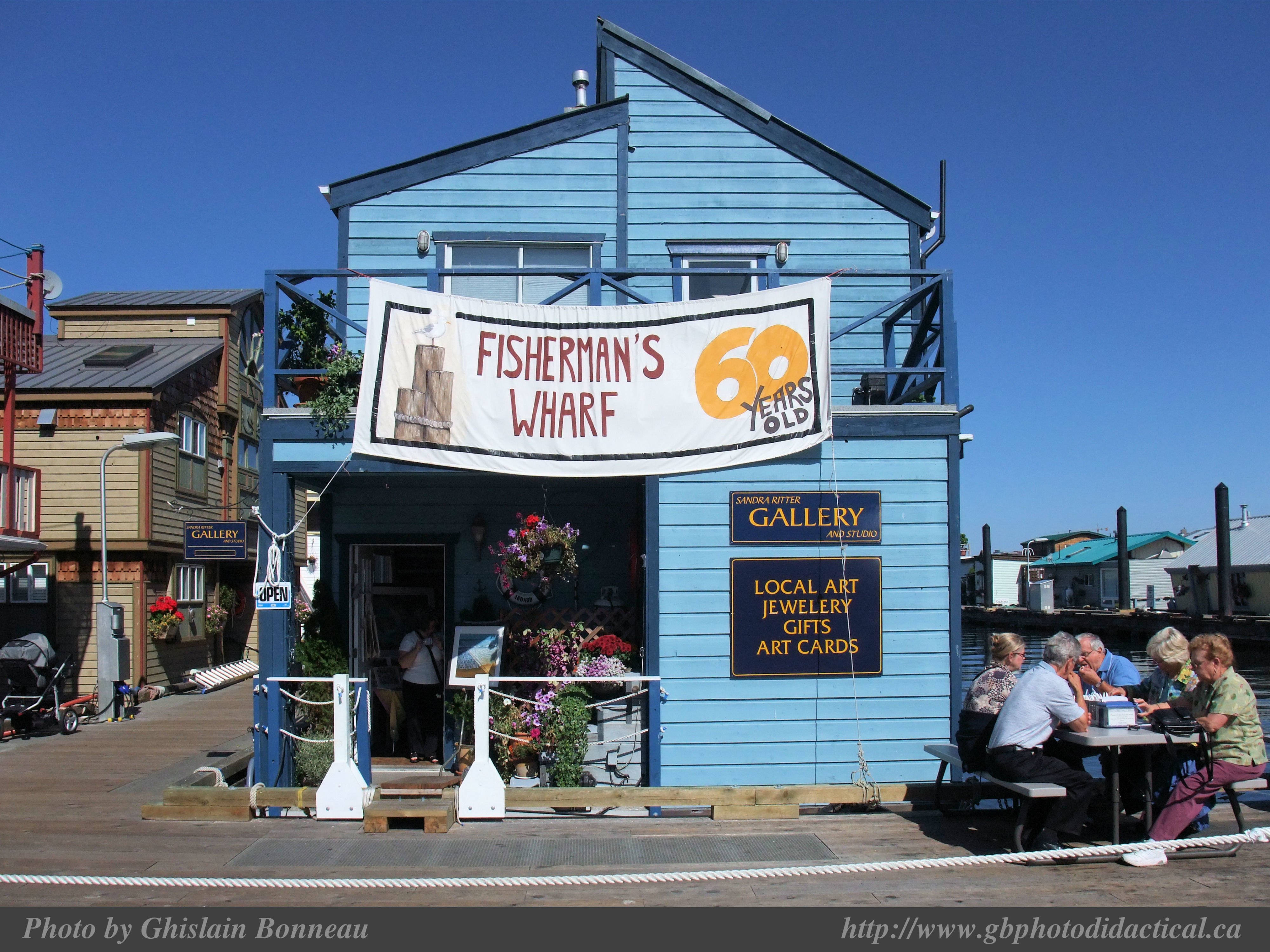 Fishermans Wharf, bright blue, 60th anniversary banner, 4K Desktop Wallpaper