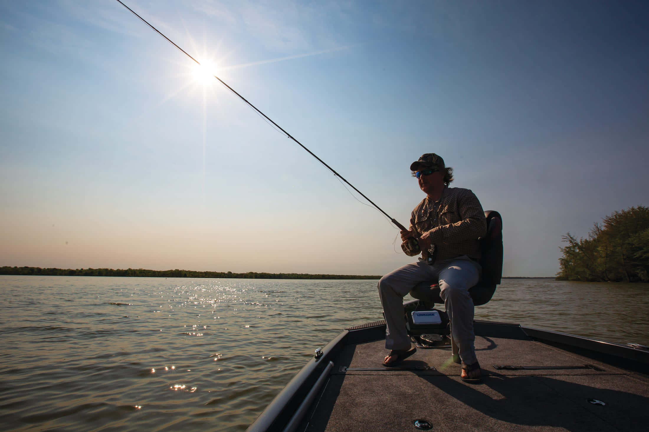 fishing bait, sunset, calm waters, Full HD Desktop Wallpaper