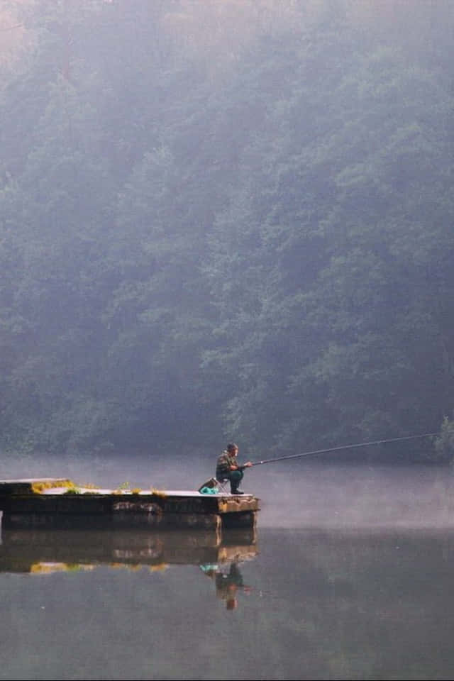 Fishing Phone, mist, dock, SD Phone Wallpaper