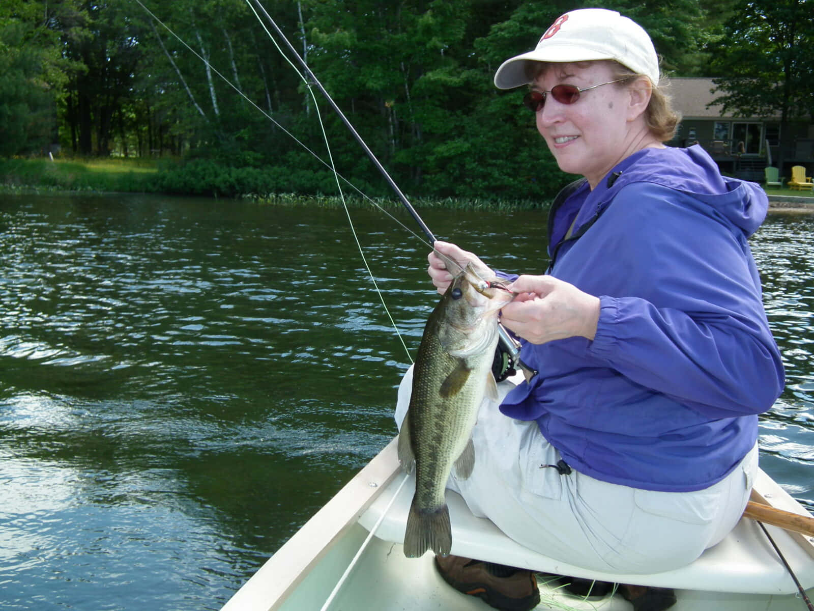 fishing rod, lake, sunny day, HD Desktop Wallpaper