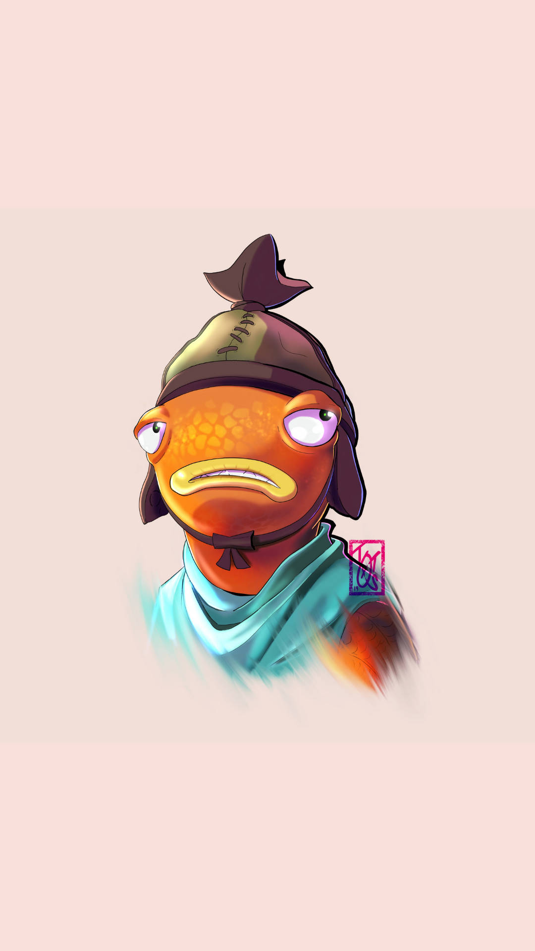 Fishstick Fortnite, samurai helmet, teal scarf, Full HD Phone Wallpaper