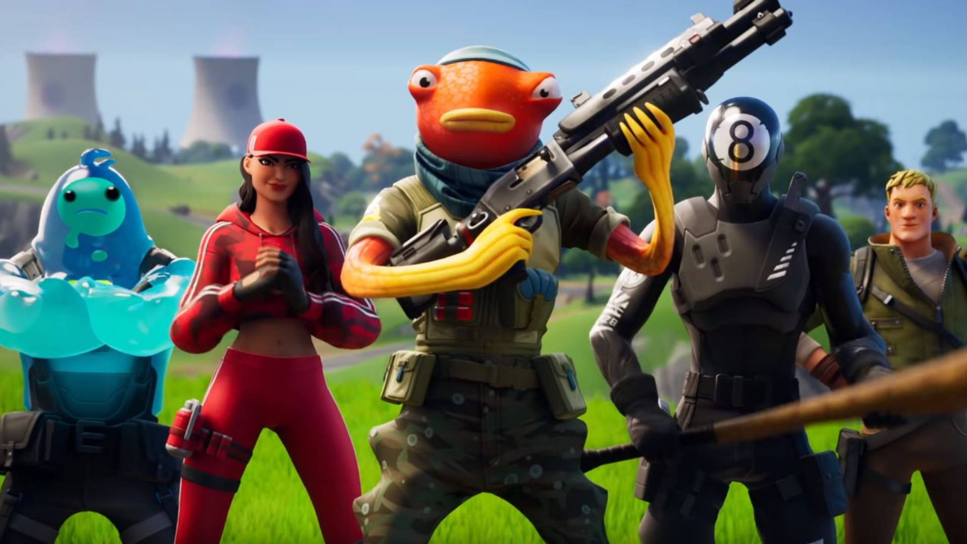 Fishstick Fortnite, fishman, rifle, Full HD Desktop Wallpaper