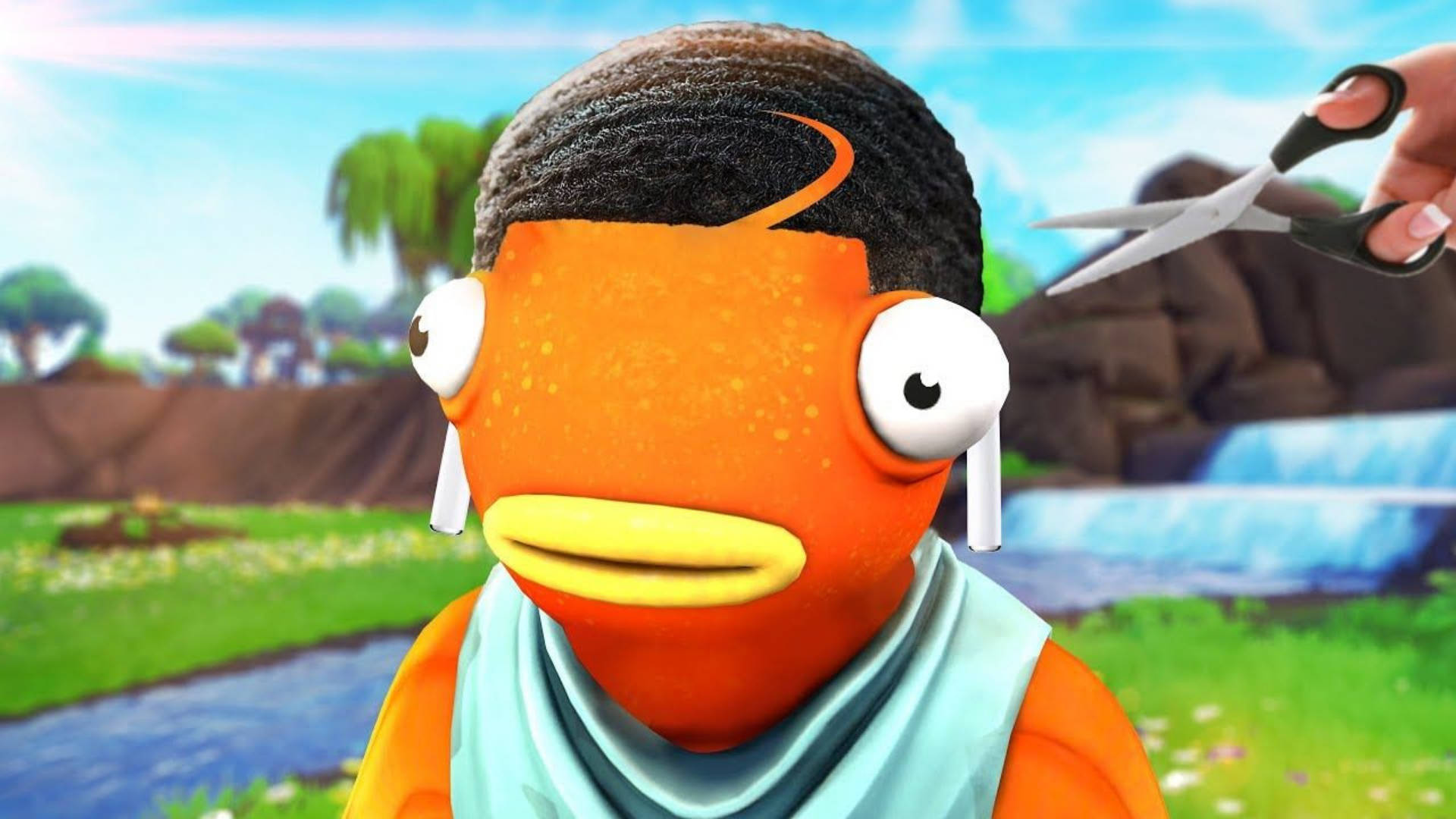 Fishstick Fortnite, buzz cut, cartoon fish character, Full HD Desktop Wallpaper