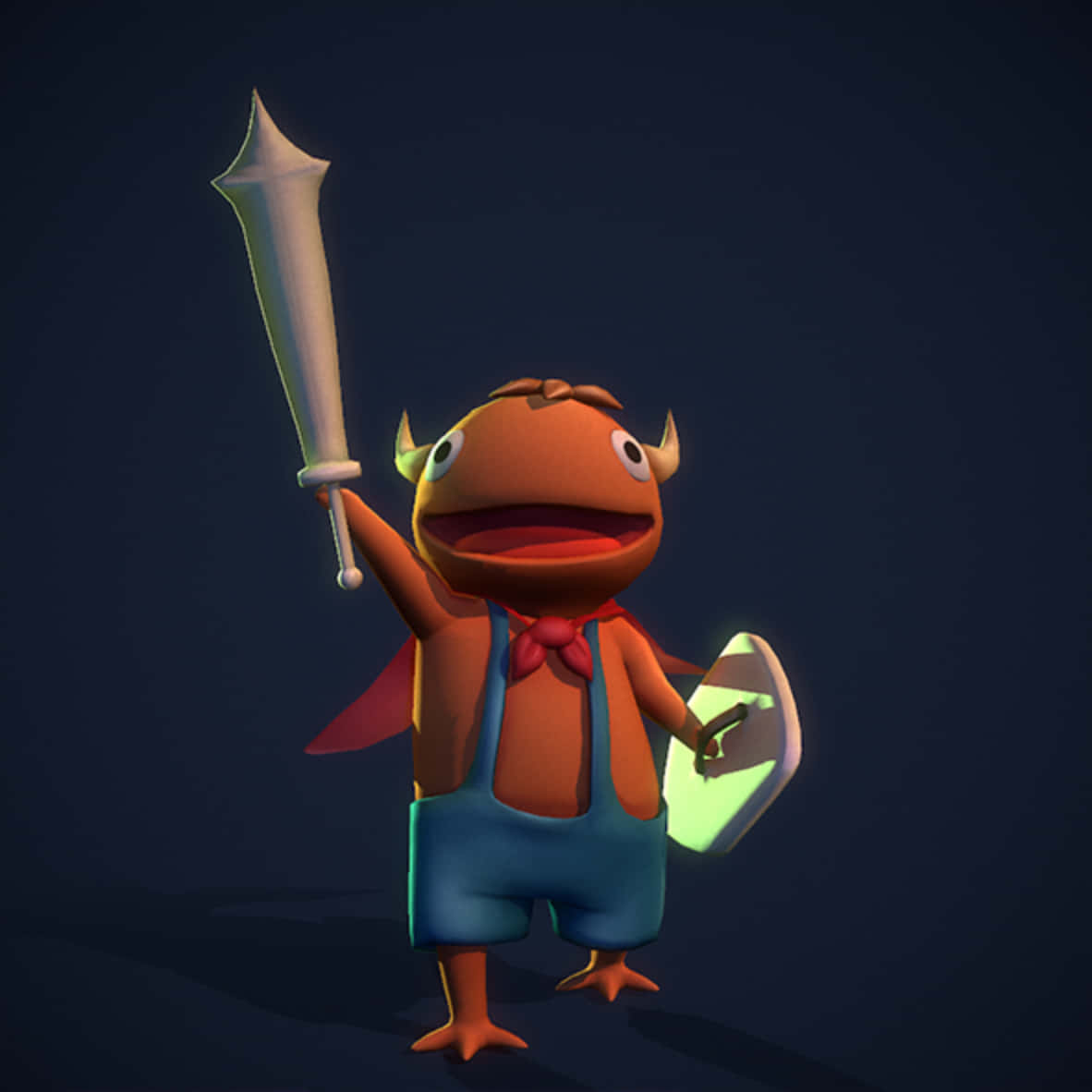Fortnite Fishstick, orange cartoon monster, horns, SD Desktop Wallpaper