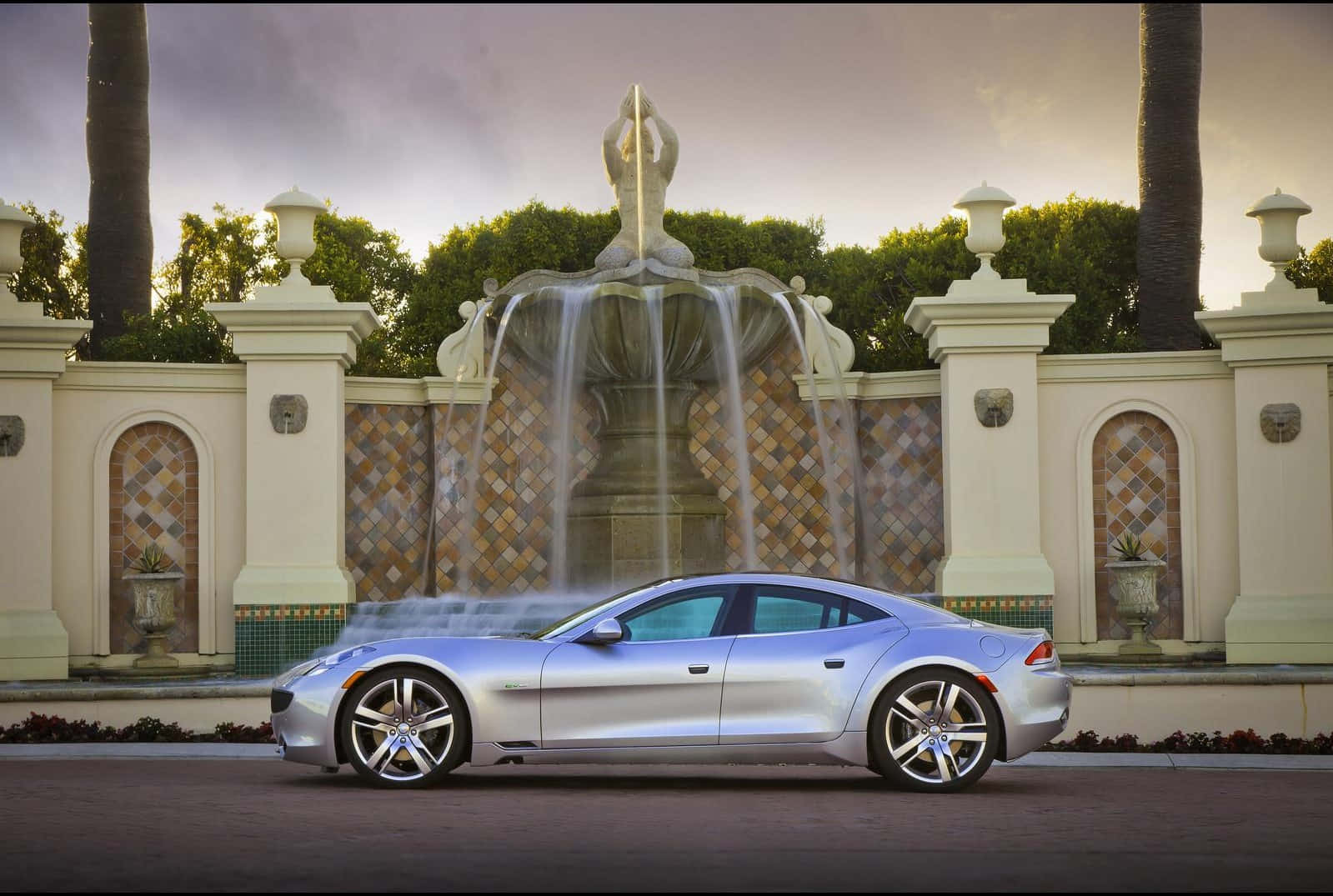 Fisker, silver, city street, HD Desktop Wallpaper