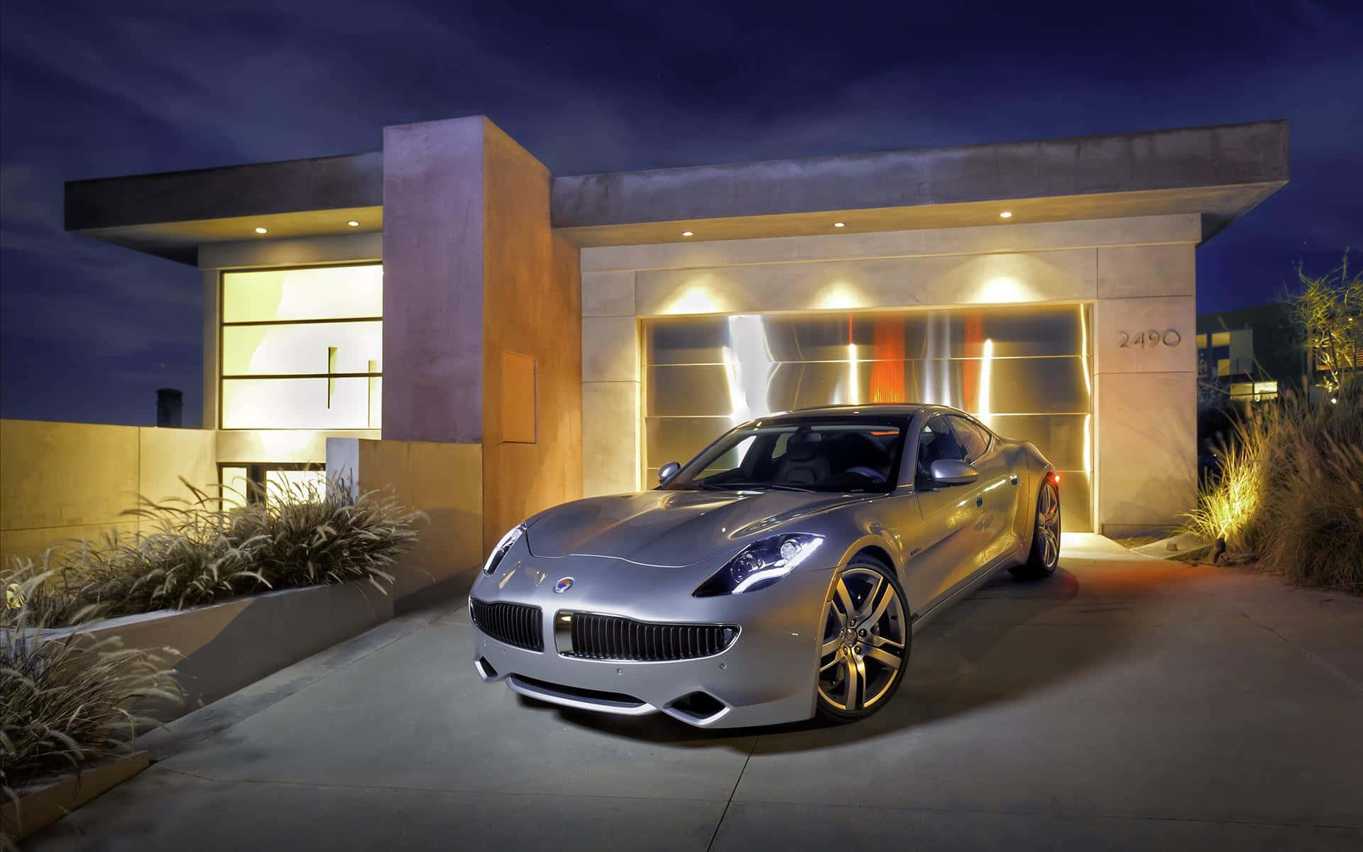 Fisker, silver, sleek, Full HD Desktop Wallpaper
