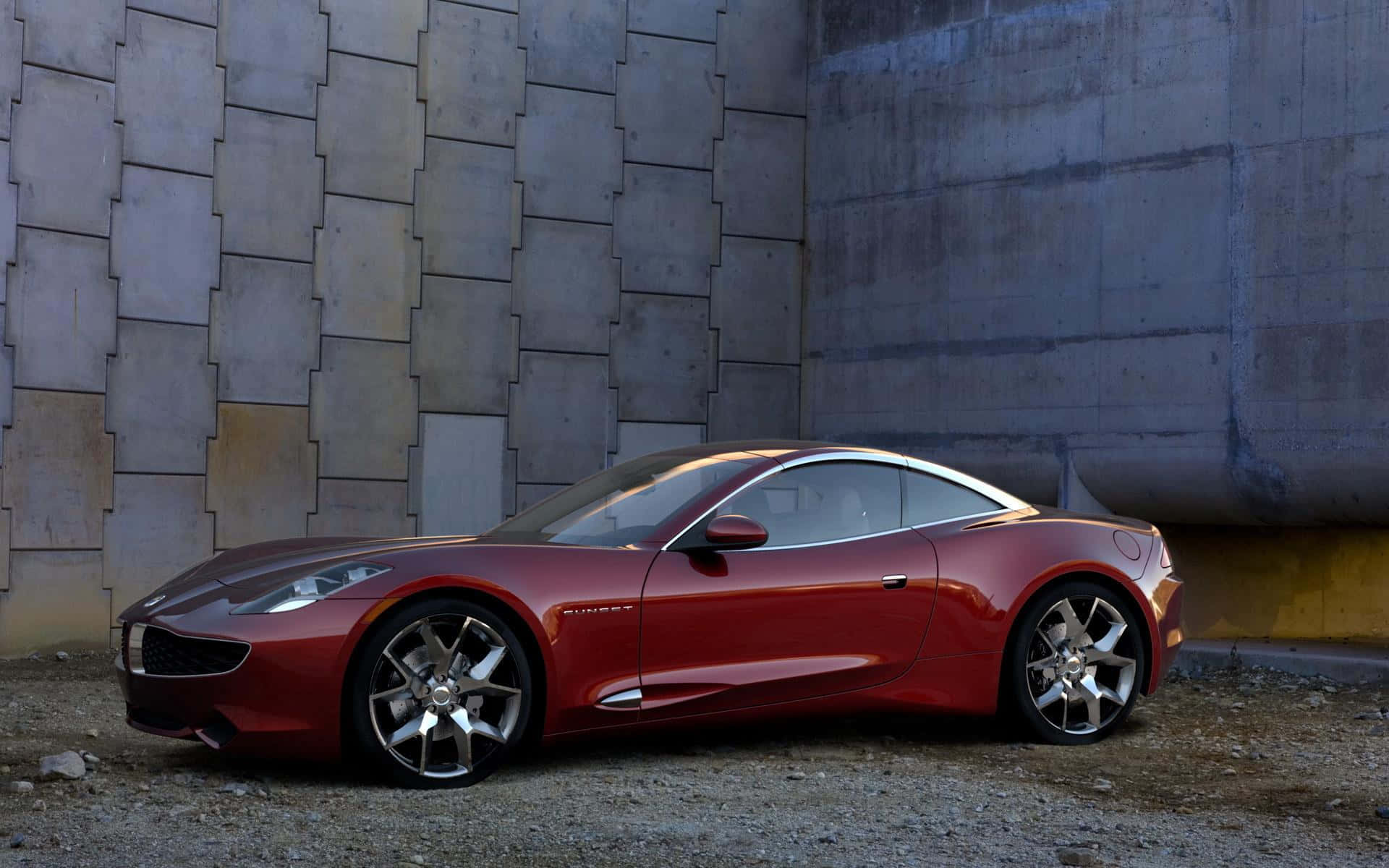 Fisker, red sports car, silver accents, Full HD Desktop Wallpaper