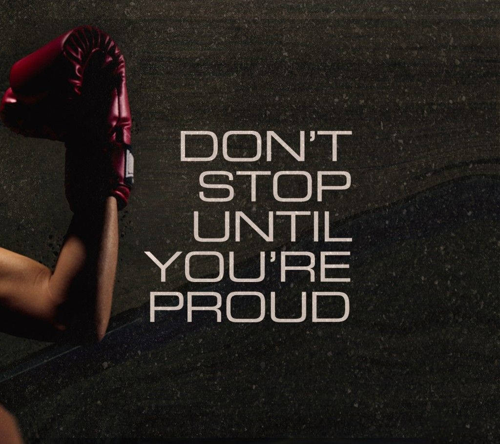 red boxing gloves, dark gritty background, bold white motivational text, SD Desktop Wallpaper