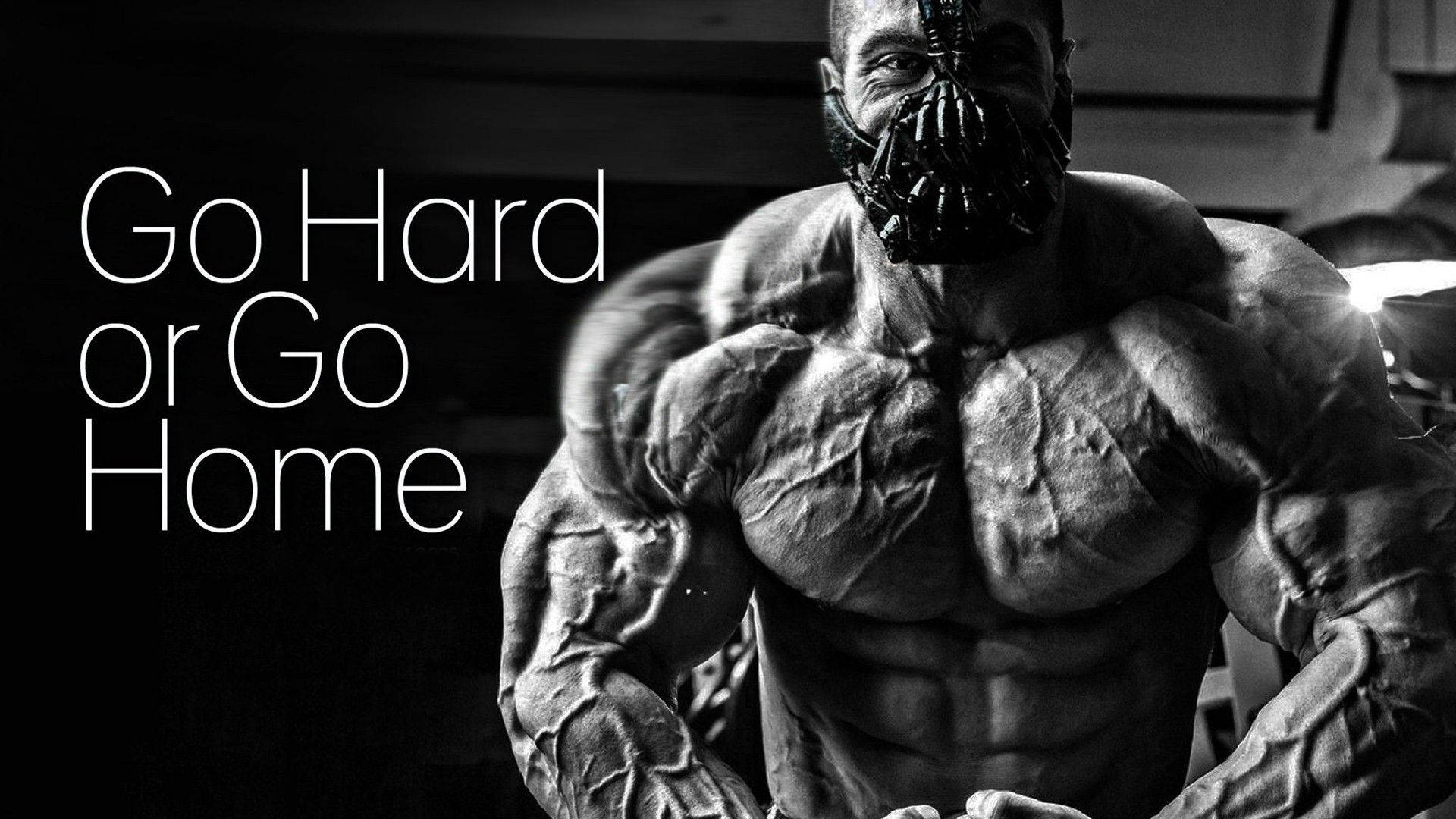 Go Hard or Go Home, bat-like mask, heavily muscled man, Full HD Desktop Wallpaper