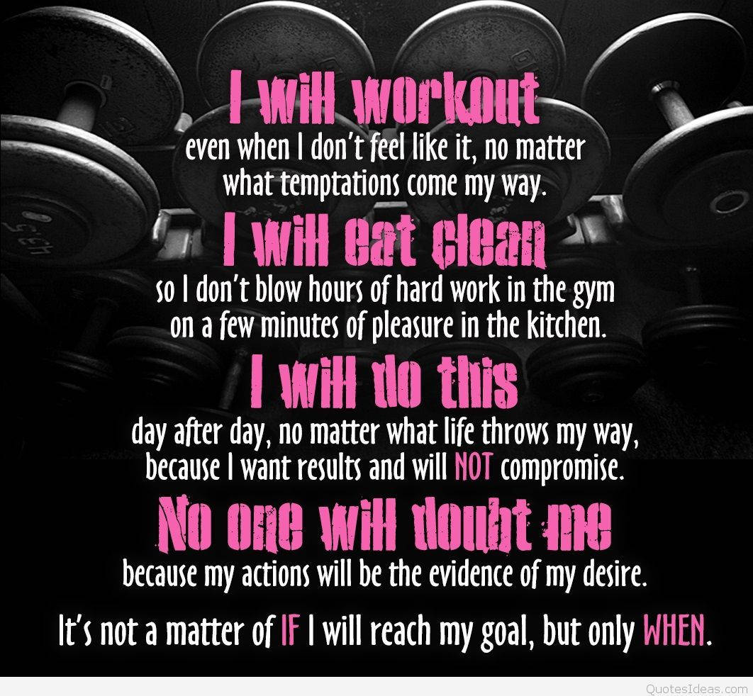 I Will Work Out Fitness Motivations, bold pink motivational text, black-and-white dumbbells, SD Desktop Wallpaper