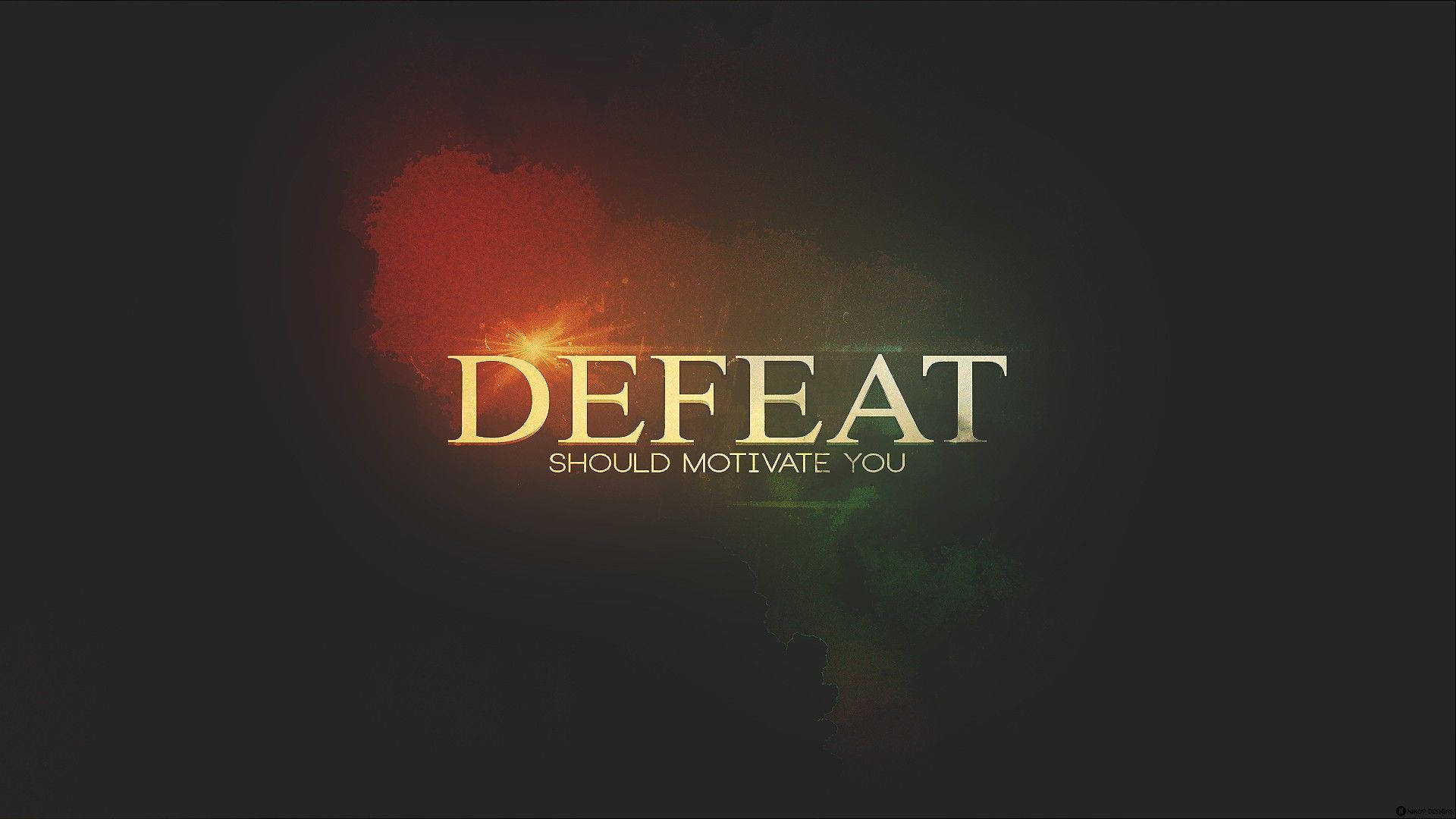 Defeat Fitness Motivations, golden text, dark background, Full HD Desktop Wallpaper