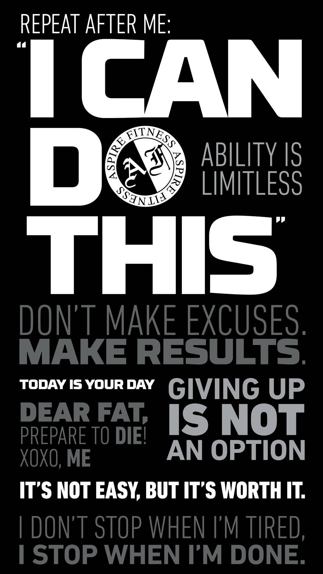 I CAN DO THIS, black background, bold white motivational text, Full HD Phone Wallpaper