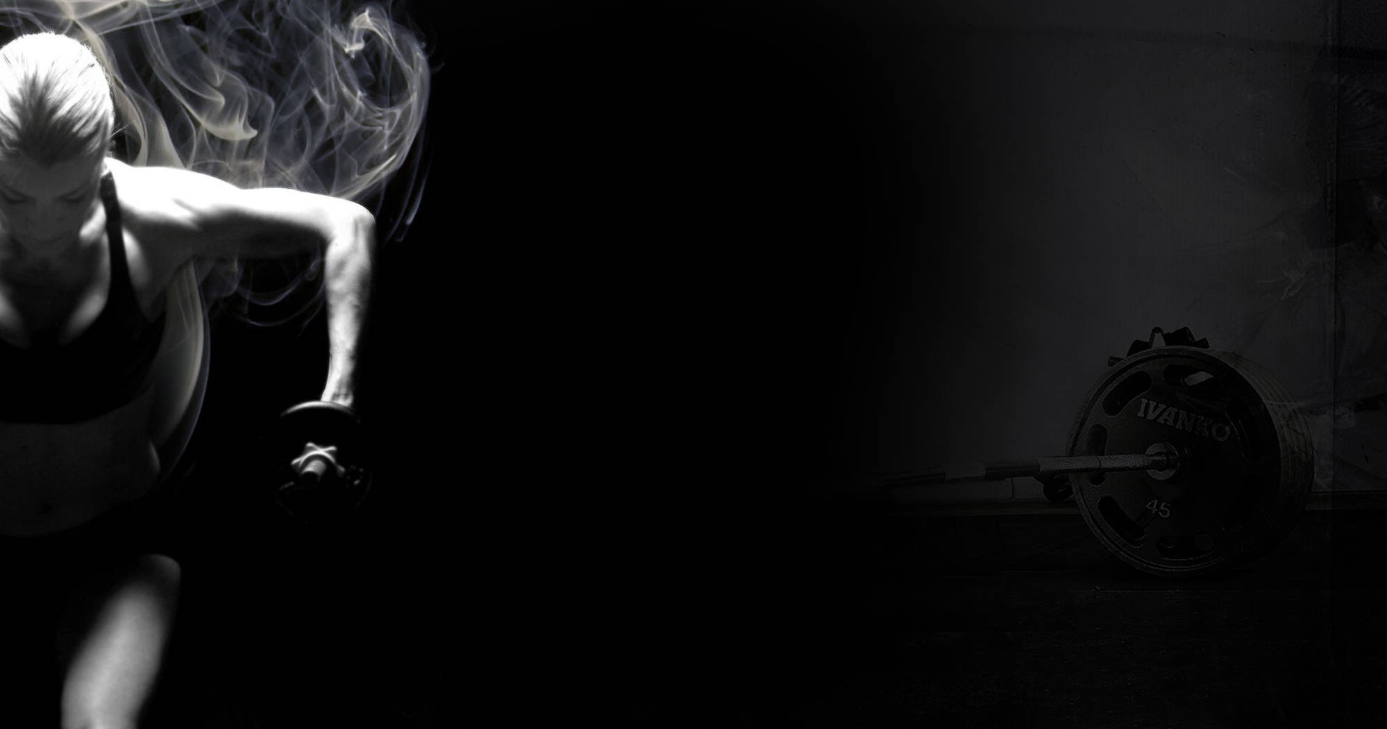 monochrome, woman lifting weights, smoke swirling, Full HD Desktop Wallpaper