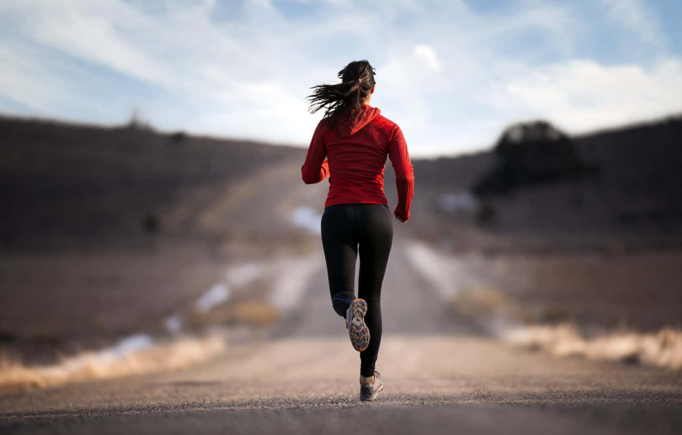 woman, red hoodie, dusty rural road, HD Desktop Wallpaper