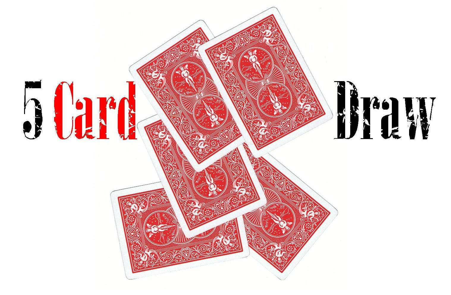 Five-card Draw, red-backed playing cards, white background, HD Desktop Wallpaper